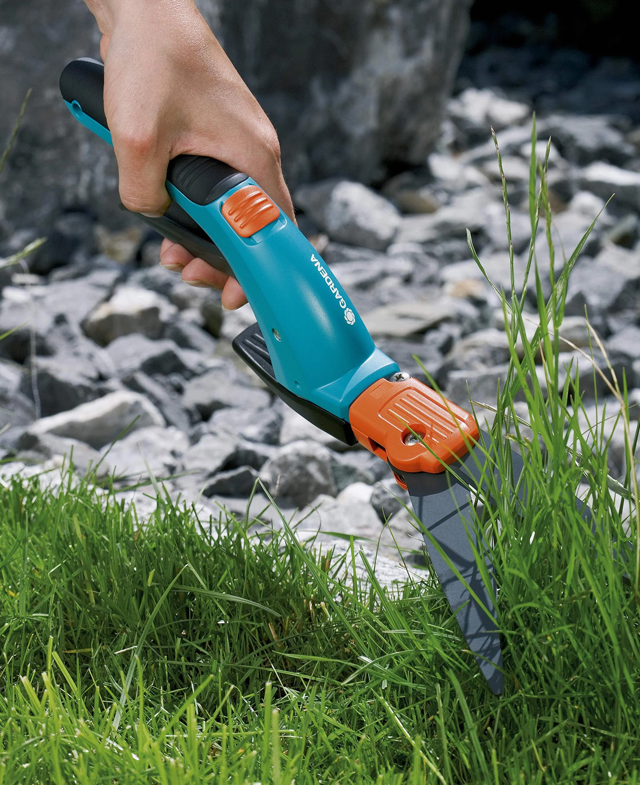Gardena Comfort nożyce do trawy, obracane: nożyce do trawy z ostrzami obracanymi o 360° dla osób lewo- i praworęcznych, szlif falisty, powłoka antyadhezyjna, komfortowy uchwyt (8734-20)