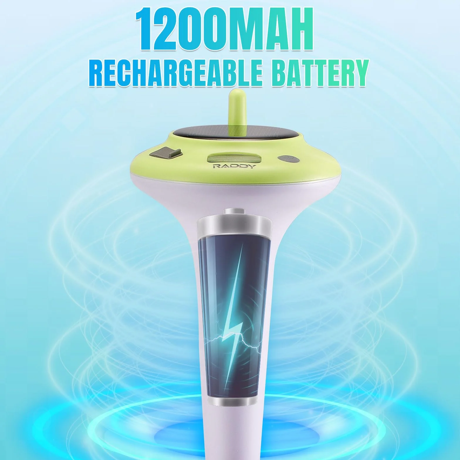 Raddy PT-5 Solar Pool Thermometer Pływający, Termometr o wysokiej dokładności, Łatwy do odczytania, IPX8, Zasilany energią słoneczną i baterią do basenów, jacuzzi, stawów, kąpieli lodowych