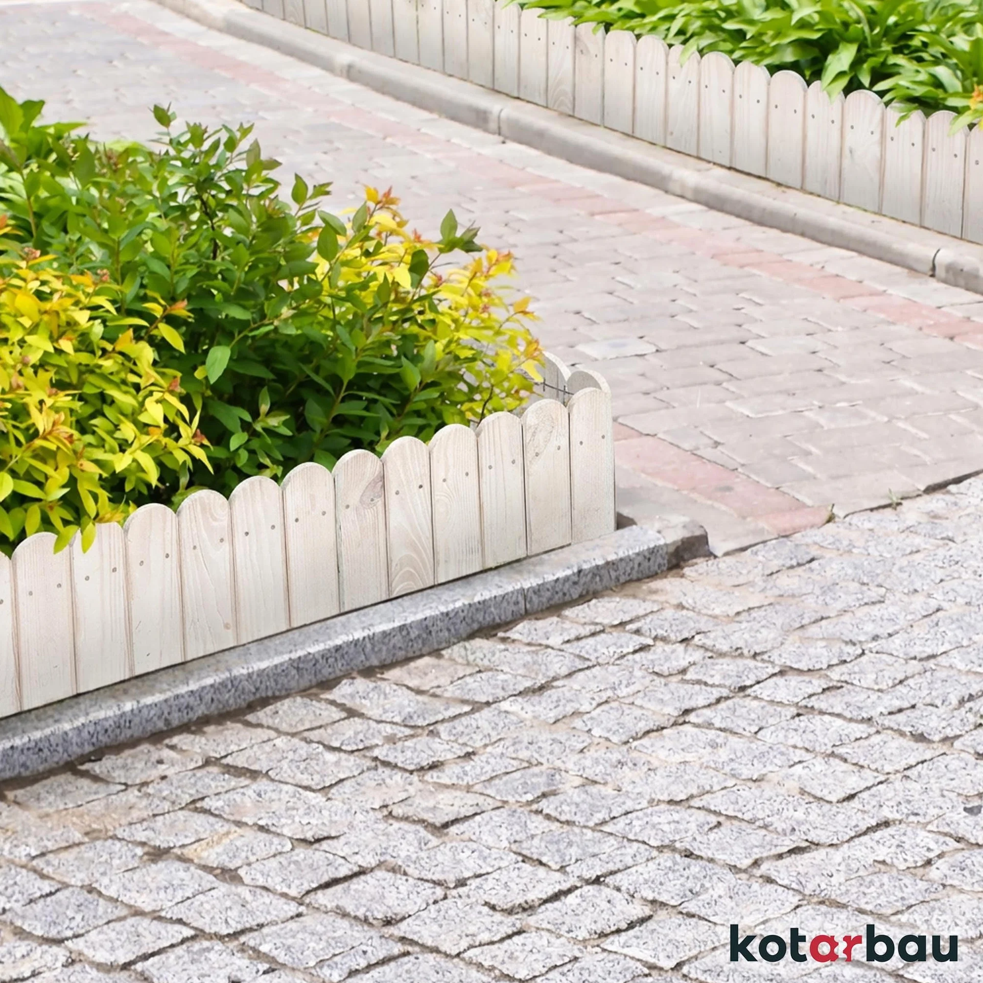KOTARBAU® Płotek Ogrodowy Wbijany - 200 X 20 CM - Obrzeże Trawnika - Płot Drewniany - Palisada - Biały