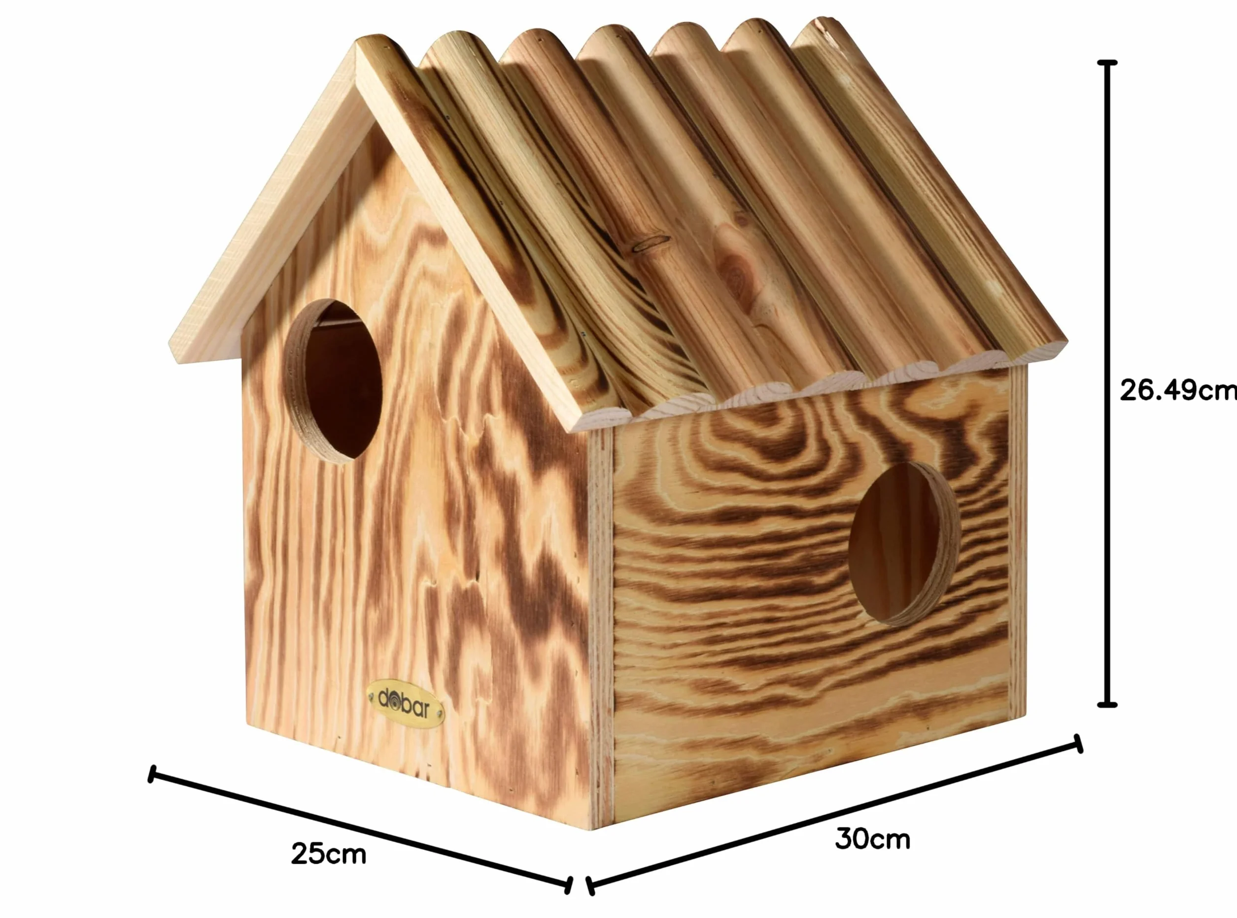 dobar® 22231FSCe kobel wiewiórek - domek dla wiewiórek z litego drewna - karmnik dla wiewiórek - dom do spania wiewiórek z 3 wejściami - 26 x 26 x 29 cm - podpalany