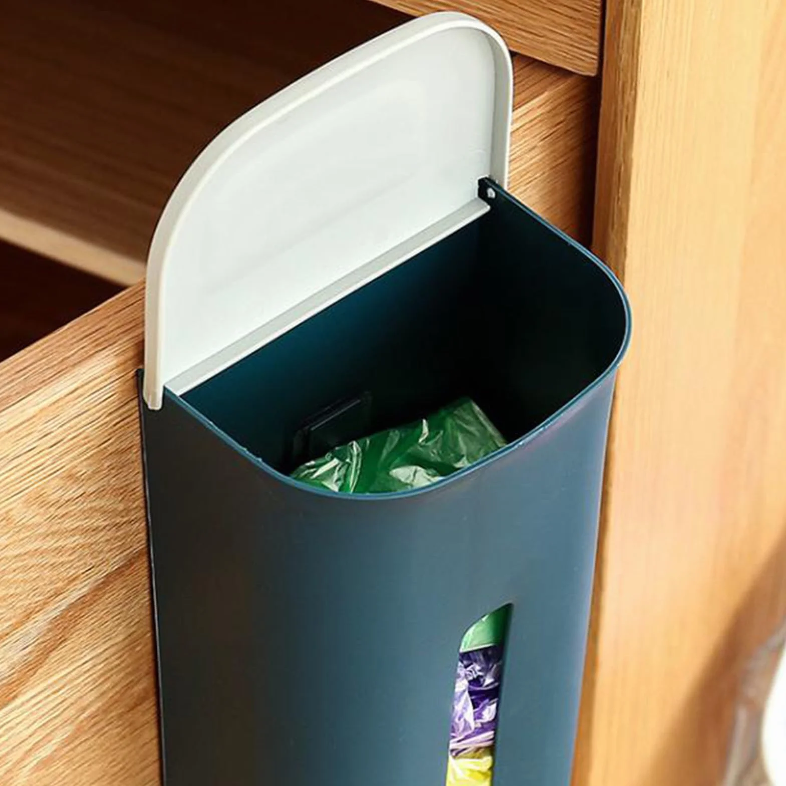 Uchwyt na Torebki z Zakupami z Widocznym Otworem Dolnym i Zabezpieczeniem Stalowym, Plastikowy Dozownik do Kuchni, Pralni, Małych Mieszkań