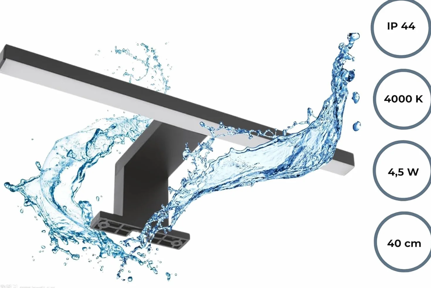 Lustro Łazienkowe LED z Półką 60 x 70 x 12 cm, Białe, Prostokątne, Neutralne Światło 4000 K, Wodoszczelne IP44, Wiszące Lustro Ścienne Podświetlane, Obudowa LED Czarna