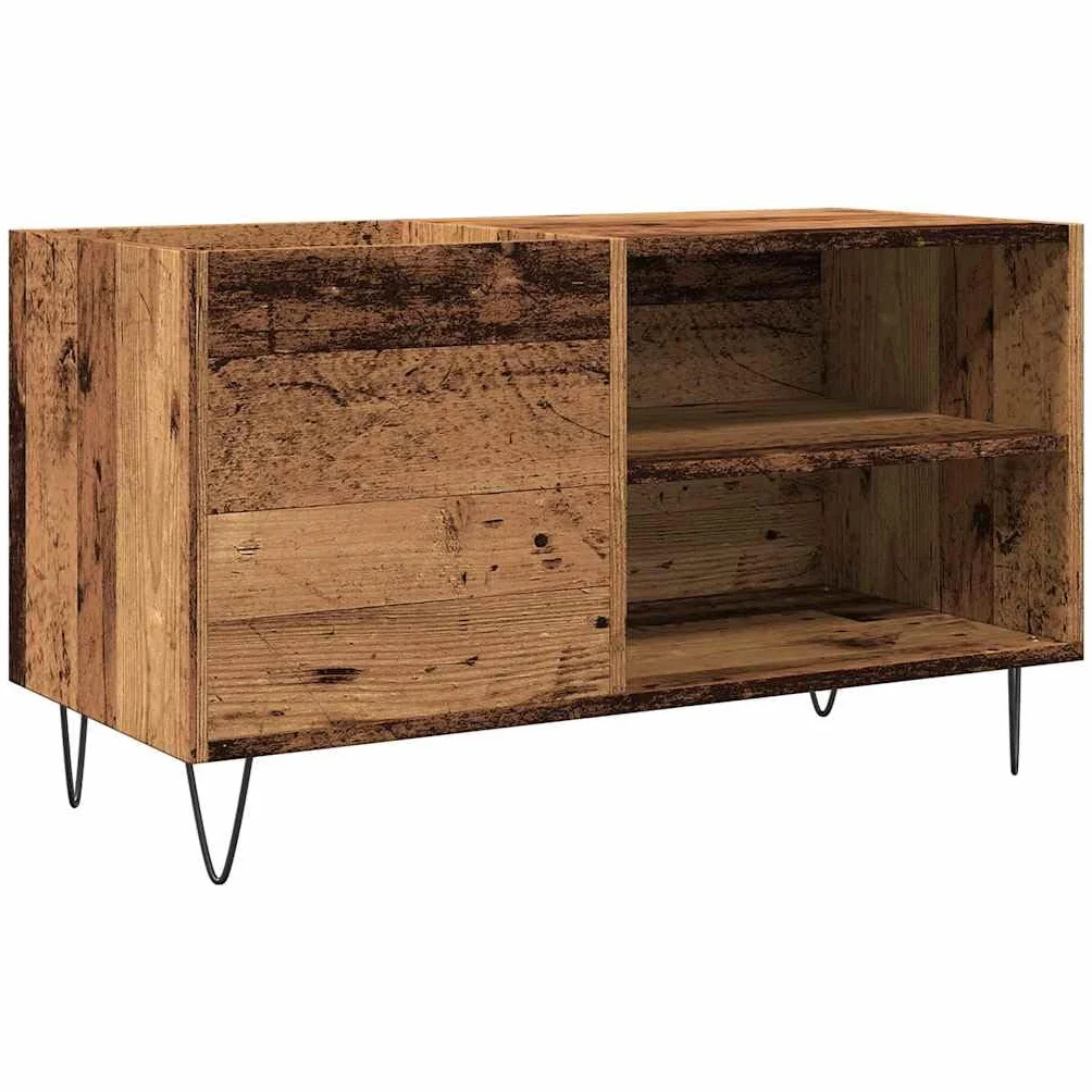 Hothingwell Szafka z płyty winylowej 84,5 x 38 x 48 cm, szafka do przechowywania płyt winylowych LP z wytrzymałym blatem i żelaznymi nogami, idealna do eksponowania kolekcji muzycznej