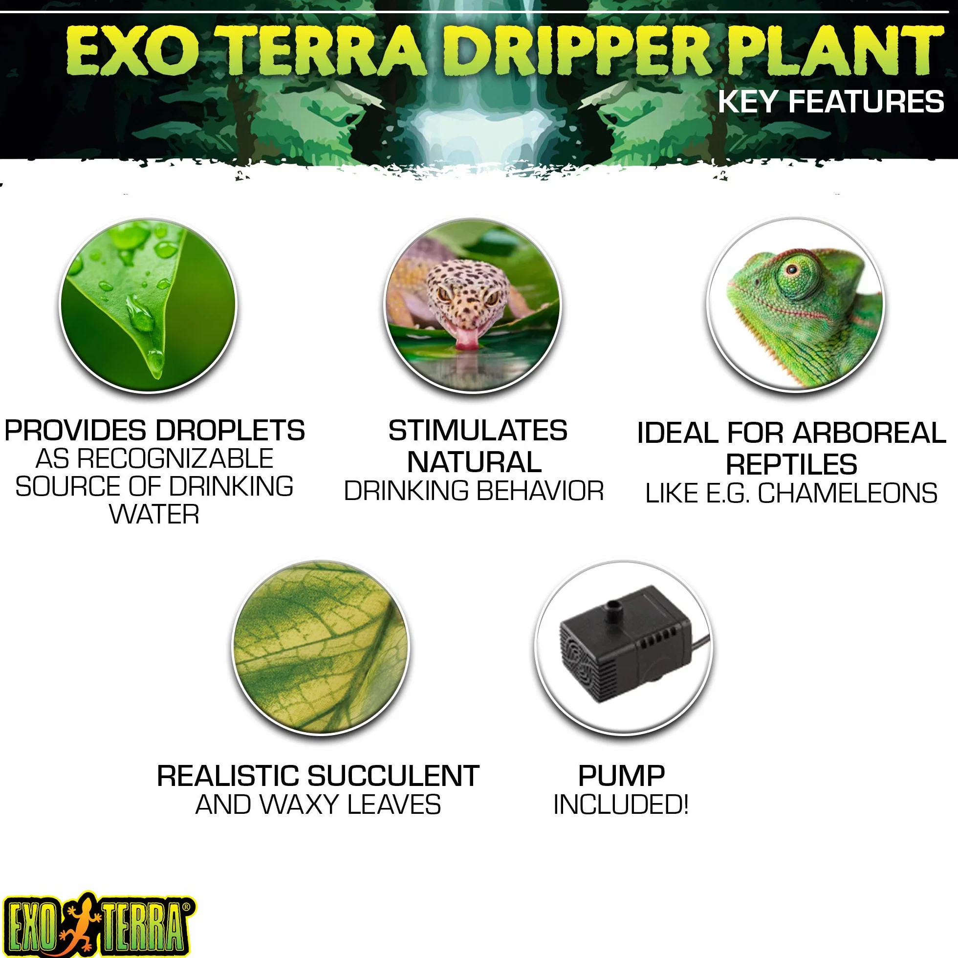 Exo Terra Roślina kapiąca duża z pompą zielona