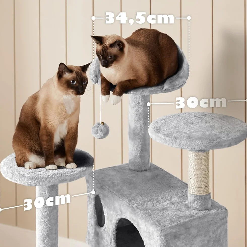 Yaheetech Drapak dla kotów, wysokość 137 cm, stabilny drapak do wspinaczki dla kotów, jasnoszary