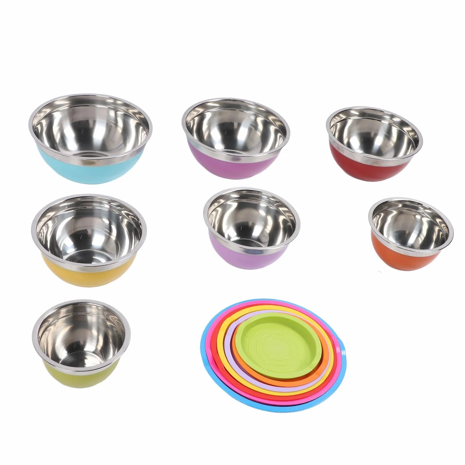 7PCS Miski z pokrywkami ze stali nierdzewnej plastikowe plastikowe miski gniazdowe Sałatkowe pojemnik na pokarm do pieczenia przygotowywanie porcji