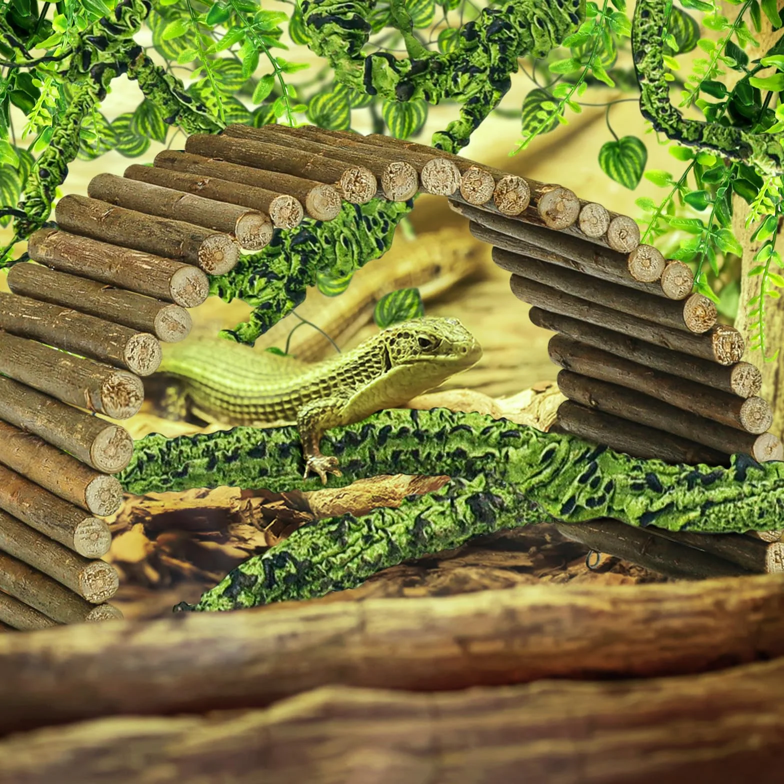 QUOZUO Sztuczne rośliny do terrarium dekoracja dla jaszczurek węże