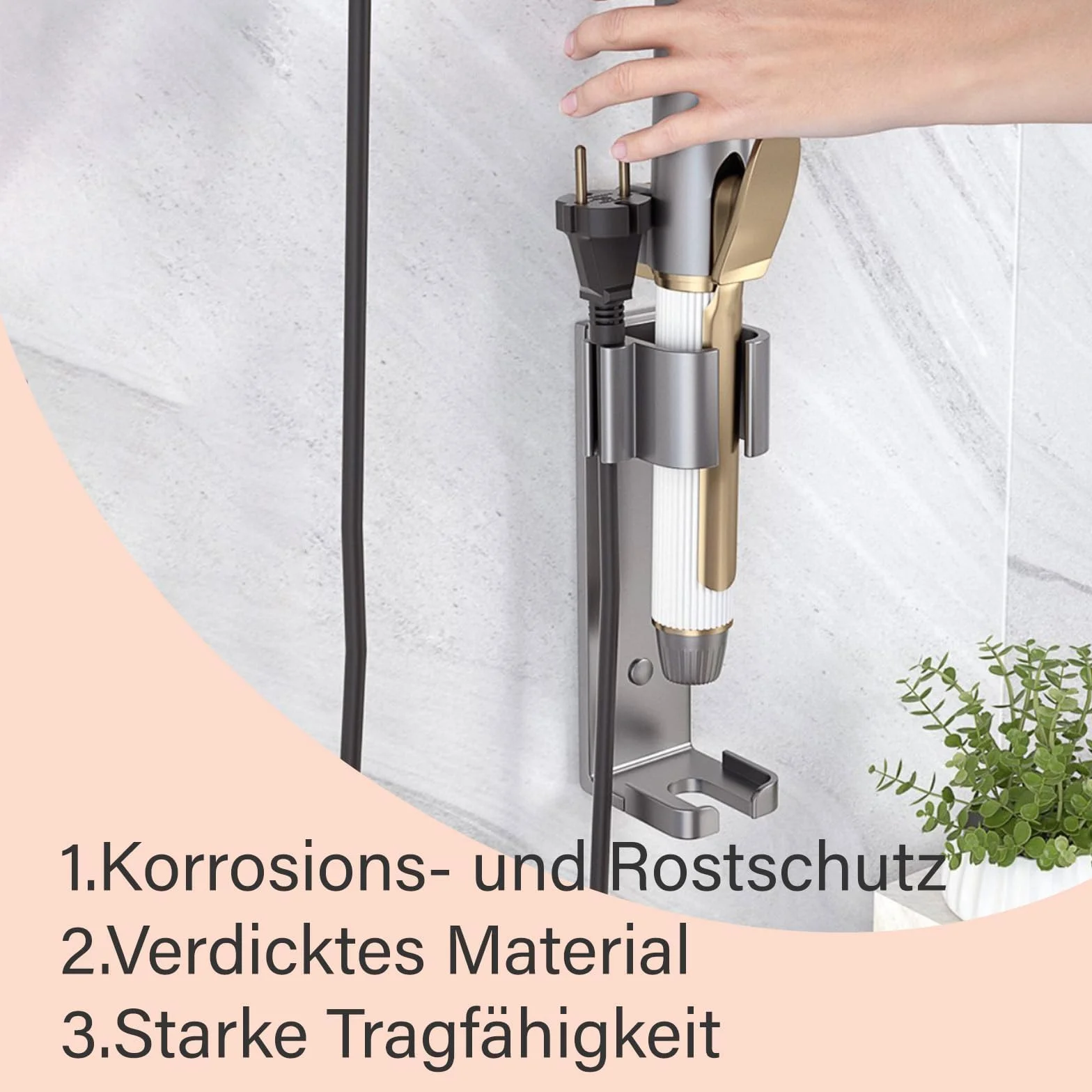 GIONAR Uchwyt ścienny do Dyson Airwrap, metalowy uchwyt bez wiercenia, do Dyson Airwrap, odporny na wysokie temperatury stop aluminium, do prostownic, lokówek i wielu innych, szary pistolet