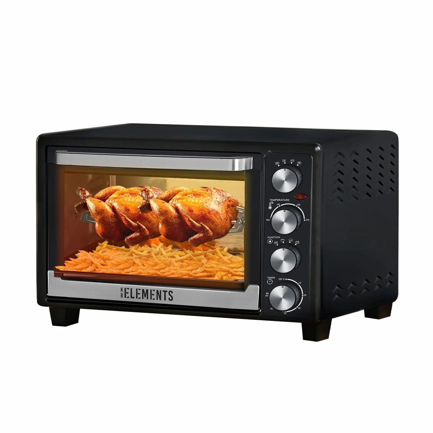KB-Elements Mini piekarnik, 45 l, 2000 W, konwekcyjny piec do pizzy, elektryczny wiszący grill, kempingowy rożen obrotowy