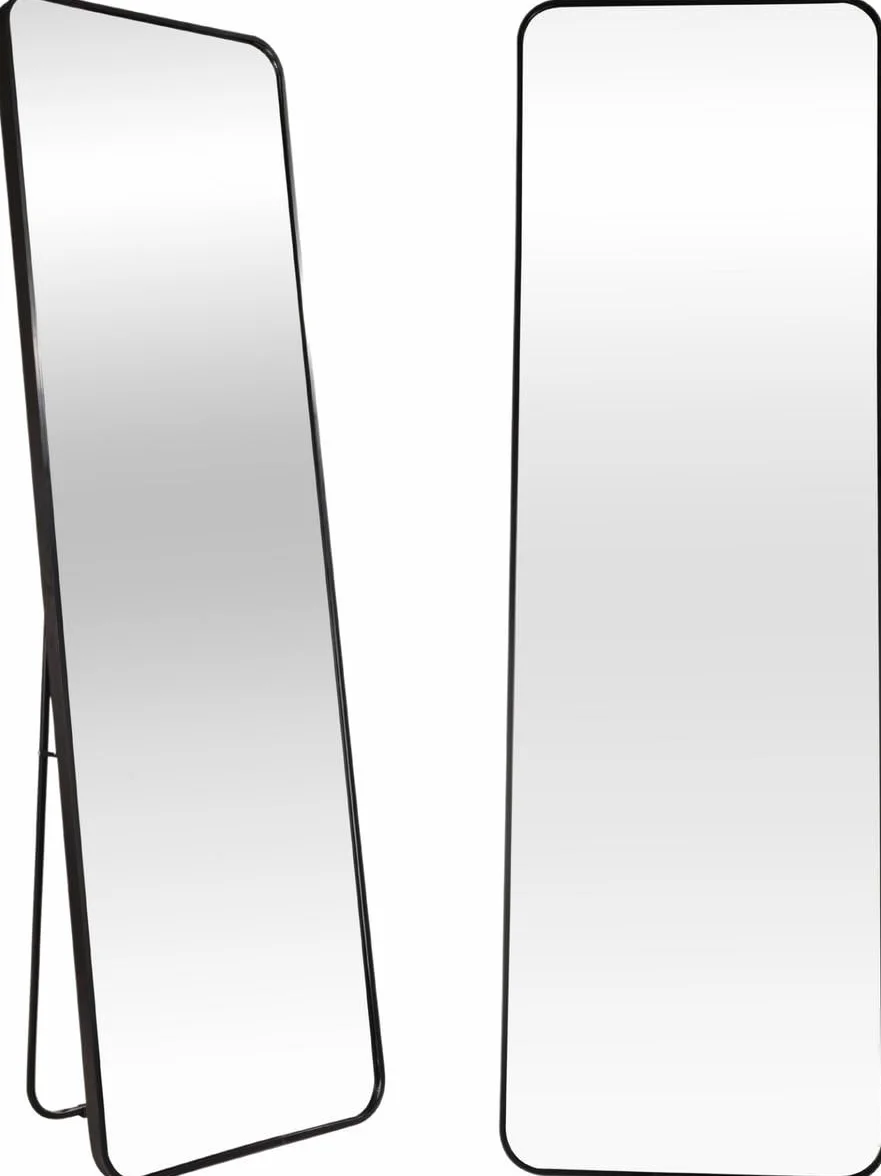 Minimalistyczne lustro do przymierzania - Lustro ścienne - Stojące prostokątne lustro z metalową ramą - 60x165x3 CM
