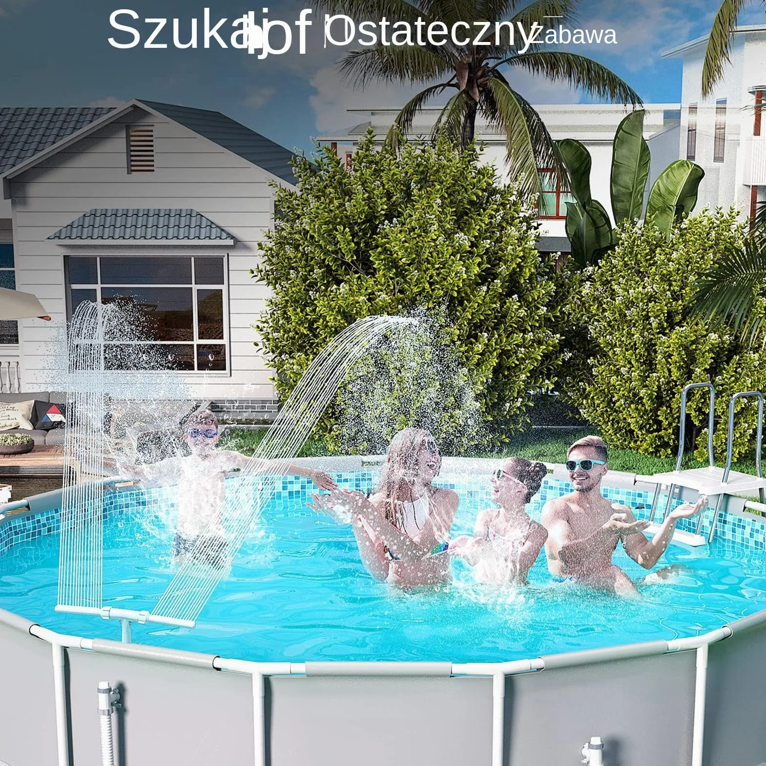 Swimming Pool Spa Water Fountain, Double Spray Pool Attachment, Adjustable Waterfall Fountains Head Cooling, Decoration, Fun, for Inside Pools, Elevated Ground, Garden, Patio, Backyard, Summer