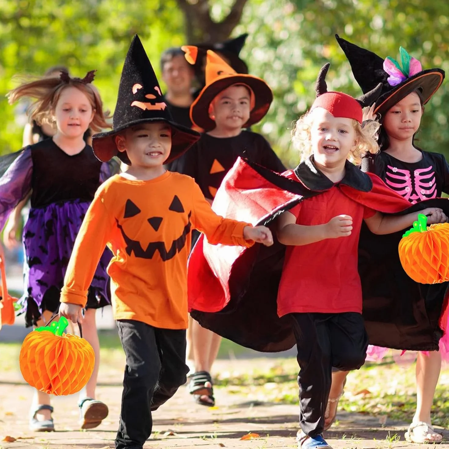 Kiuiom Kulki o strukturze plastra miodu z papieru dyniowego, ornamenty na Halloween, na Święto Dziękczynienia, kula o strukturze plastra miodu, dekoracja zawieszki w kształcie dyni, 3 sztuki,