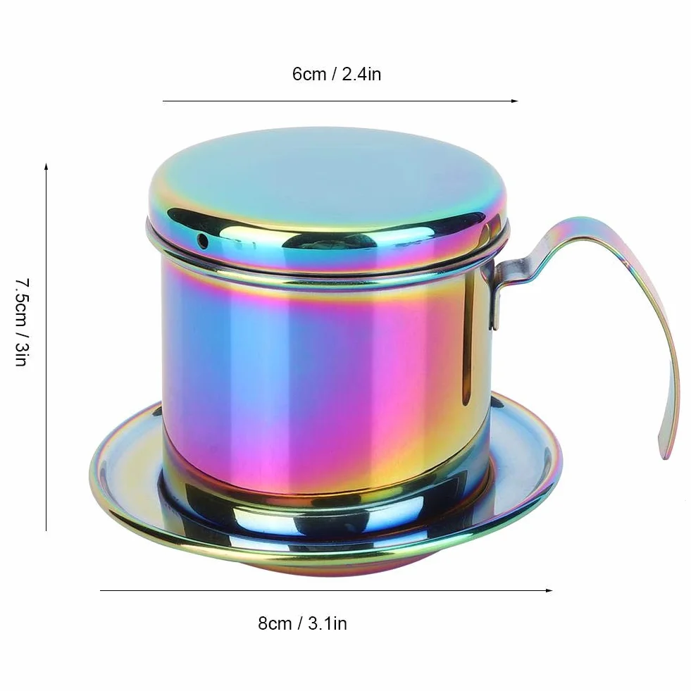 Fdit Kolorowy, wietnamski zestaw filtrów do kawy ze stali nierdzewnej podlej kawą wietnamski ekspres do kawy Phin Infuser Coffee Drip Brewer opakowanie wielokrotnego użytku