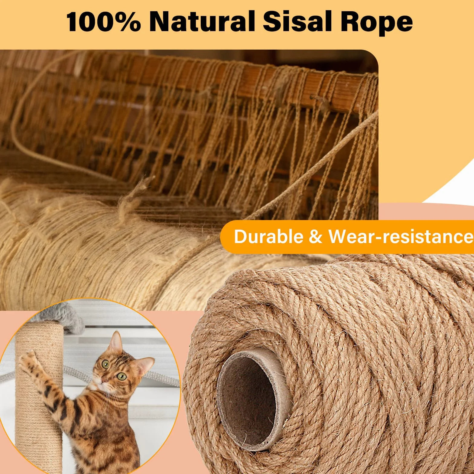 Naturalny Sznur Sizalowy 6mm x 50m na Drapak dla Kota - Dom, Ogród, DIY