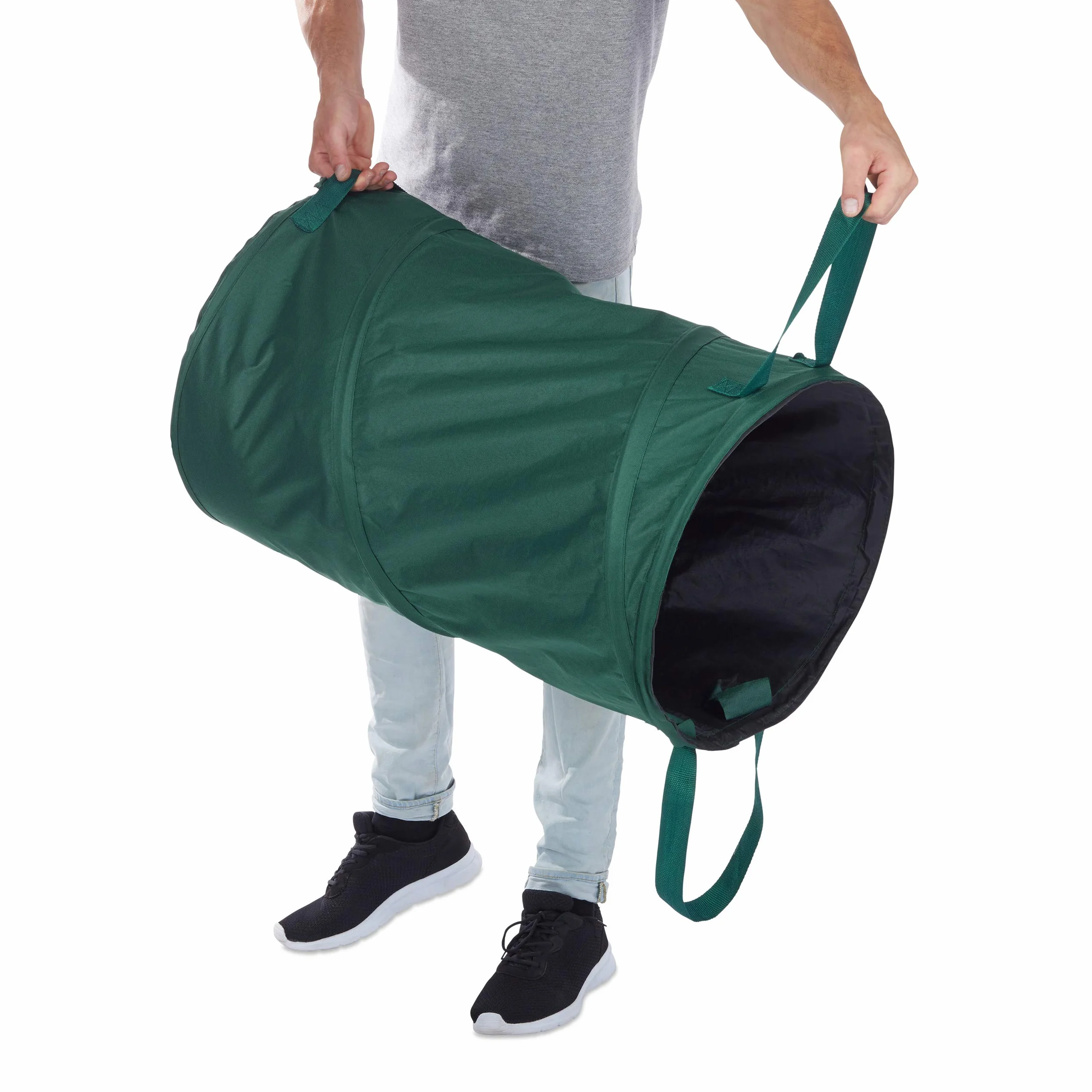 Relaxdays Worek na liście, samostojący, zestaw 2 sztuk, worek na odpady ogrodowe, 120 l, samostojący, Ø : 44 cm, zielony