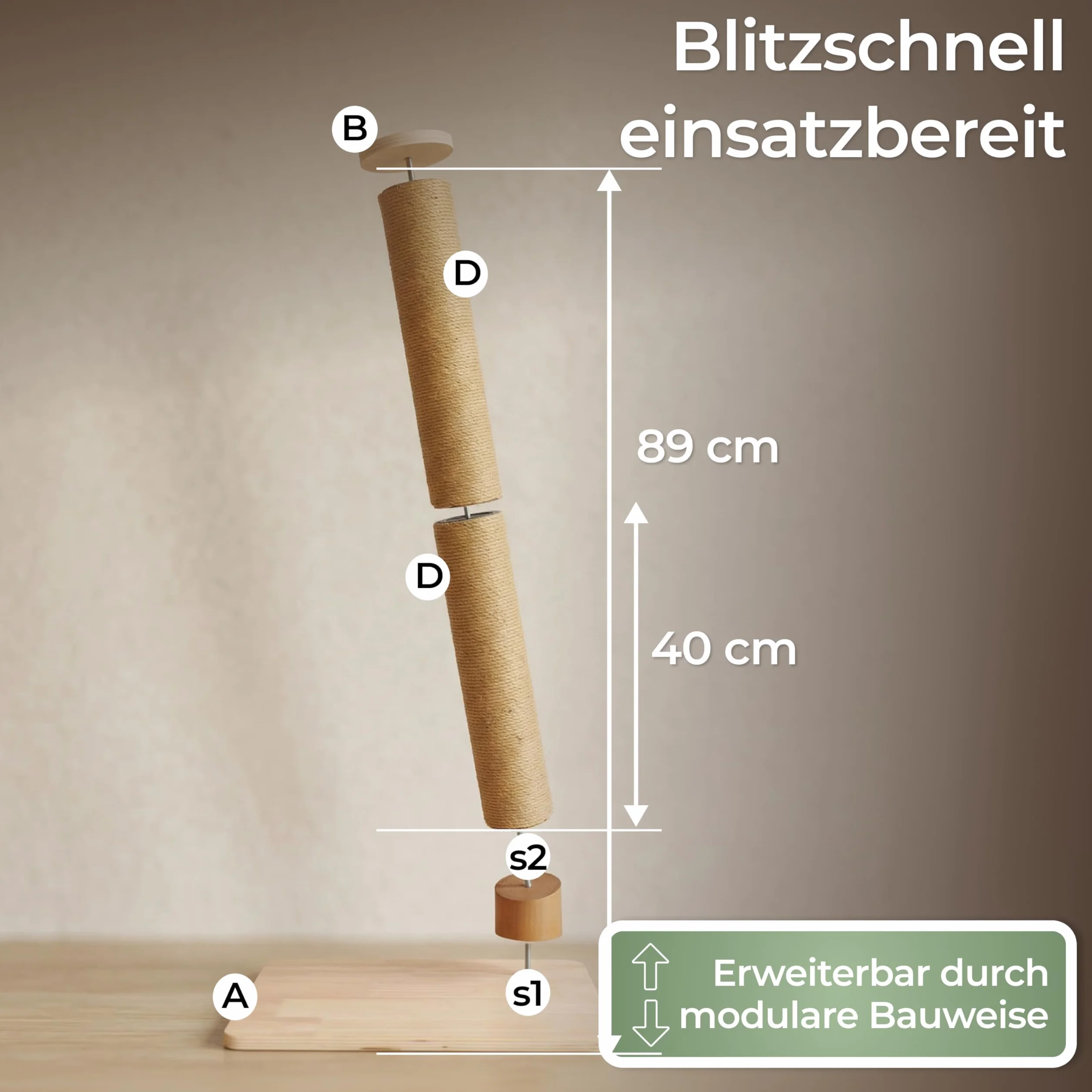 WOOWOOD Drapak dla kota XXL 83 cm z wytrzymałego sizalu