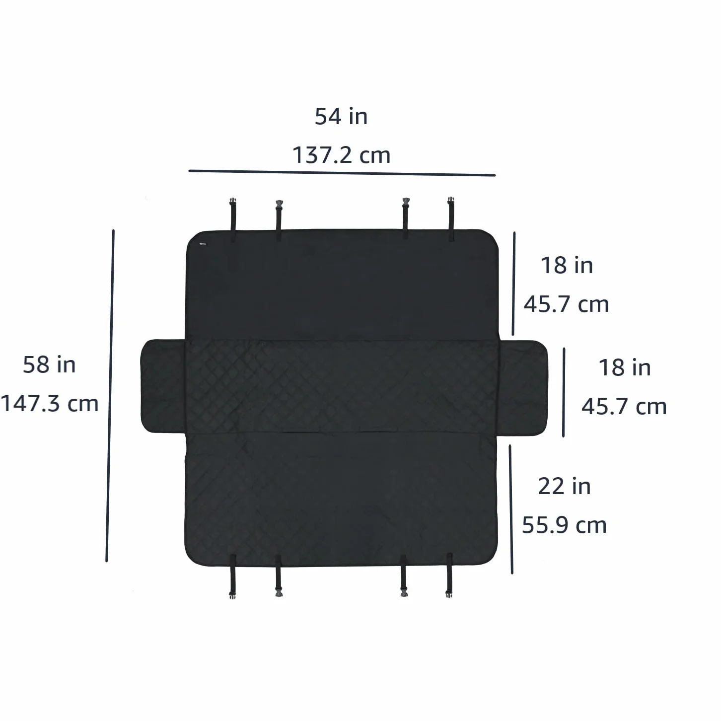 Amazon Basics Pikowany wodoodporny hamak dla psa na tylne siedzenie samochodu, czarny, 147,3cm x 137,2cm