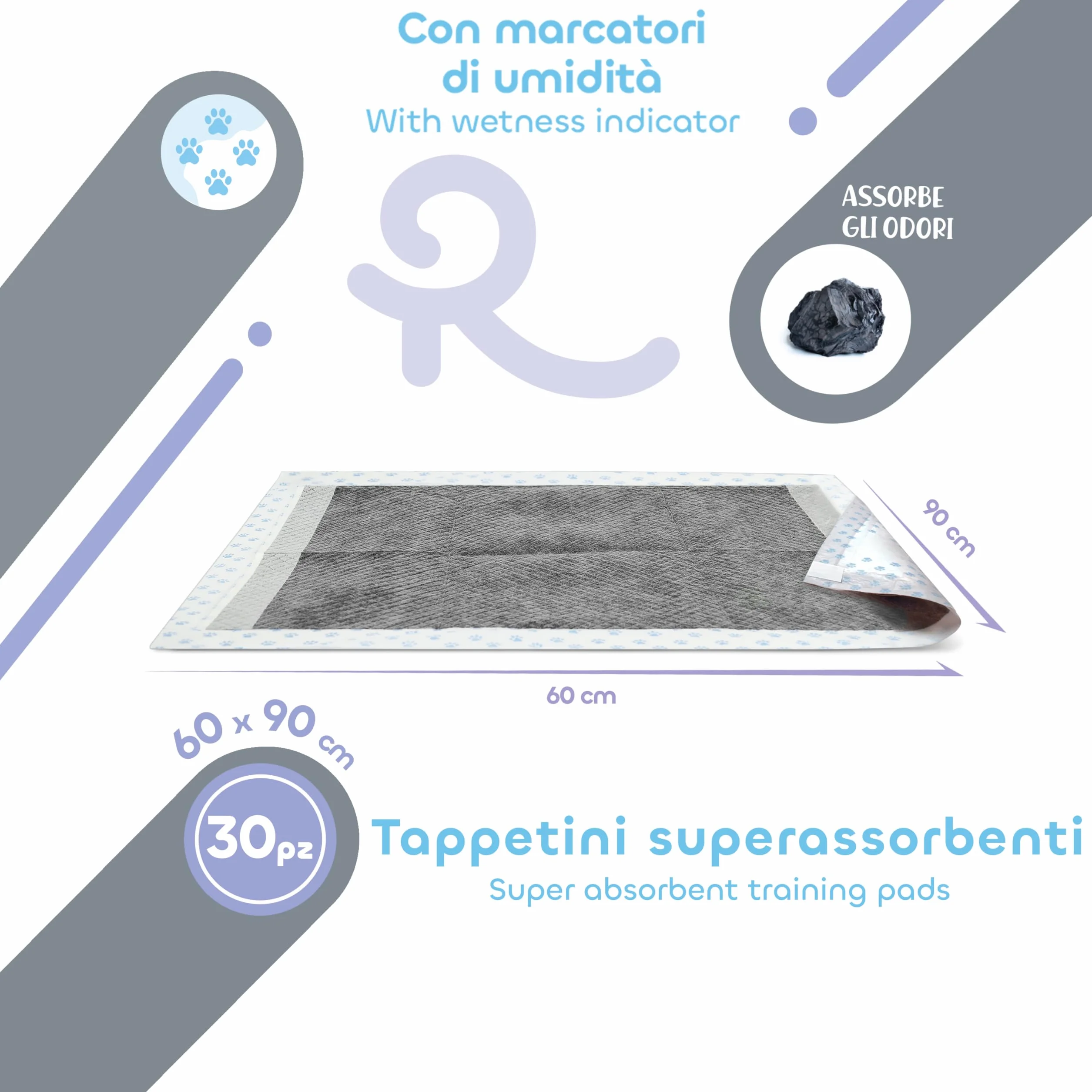 Maty dla Psów z Węglem Aktywnym 60x90 cm 30 sztuk Jednorazowe Chłonne Podkłady