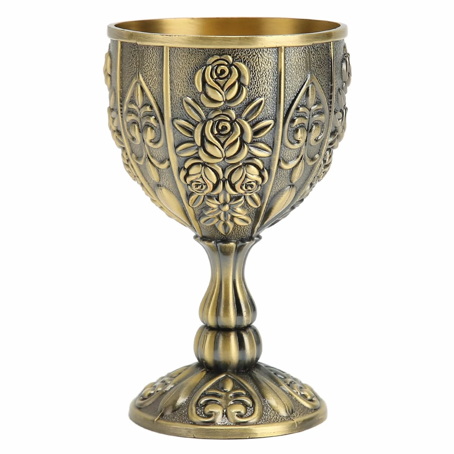 Metalowy Kielich do Wina w Stylu Vintage, Kr¨®lewski ?redniowieczny R?cznie Wykonany Ma?y Kubek do Picia Wina dla Baru, Domu, Br?zowy