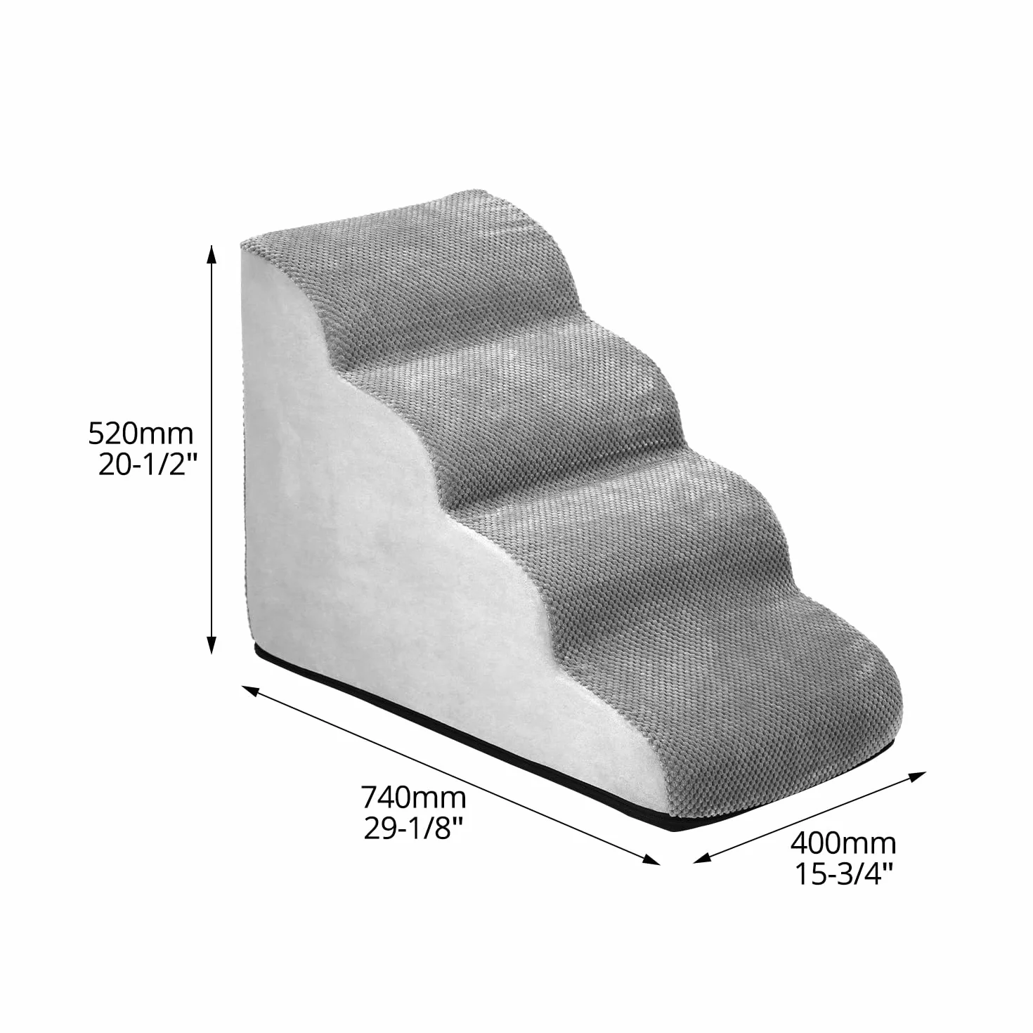 QWORK Schody dla psów 4 stopnie 74 x 40 x 52 cm z pianki z pamięcią kształtu