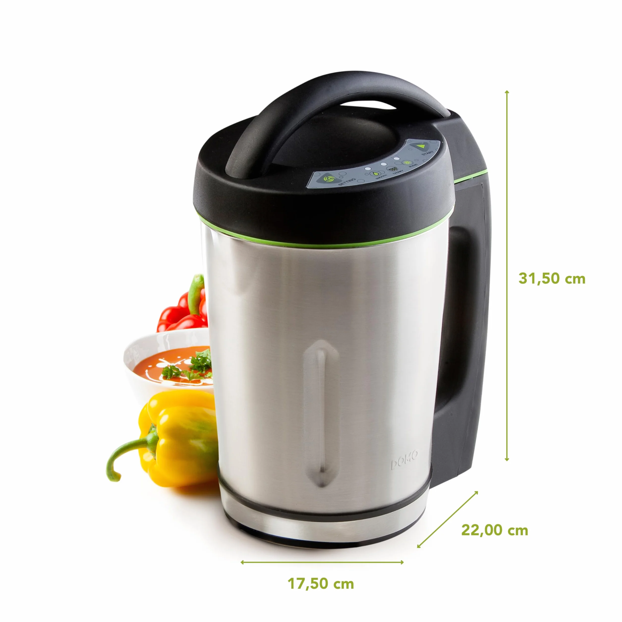Domo DO498BL garnek do gotowania zupy, nierdzewny metal, 1,6 l, czarny