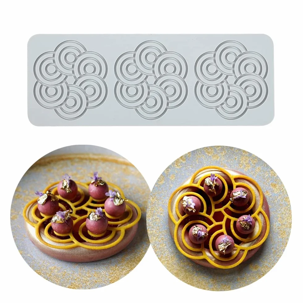 TUKE Formy koronkowe do dekorowania ciast liście 3D silikonowe formy do pieczenia, gumowate formy glina, kremówki, koronkowe maty, kwiat, wzór pszczół, do cukru, czekolady, polimeru (koła, 30 x 11 x