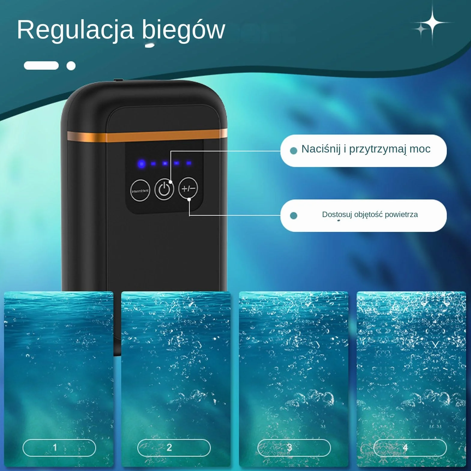 Aquarium Air Pump 1W Quiet Adjustable Rechargeable Oxygen Aerator