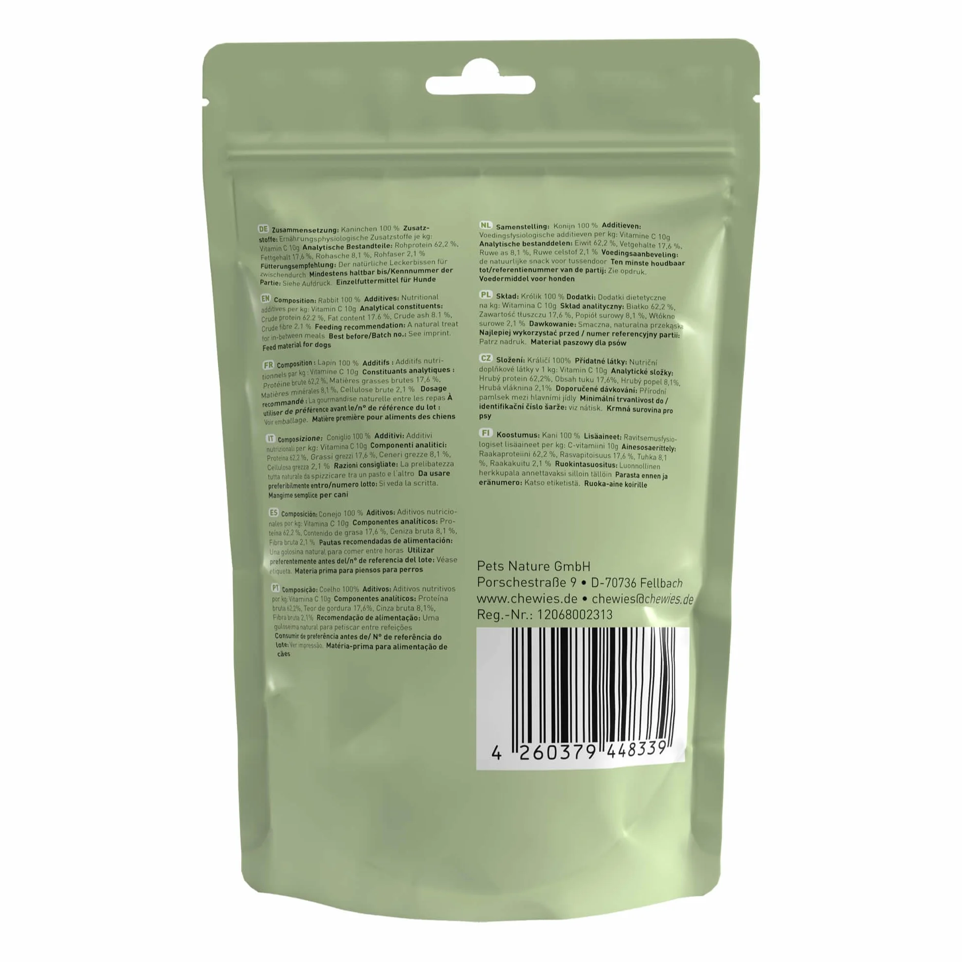 Chewies Paski mięsne MAXI przysmaki dla psów ze 100% mięsa króliczego – 150 g – suszone na powietrzu paski do żucia dla psów – bez cukru i zbóż – suszone mięso królika