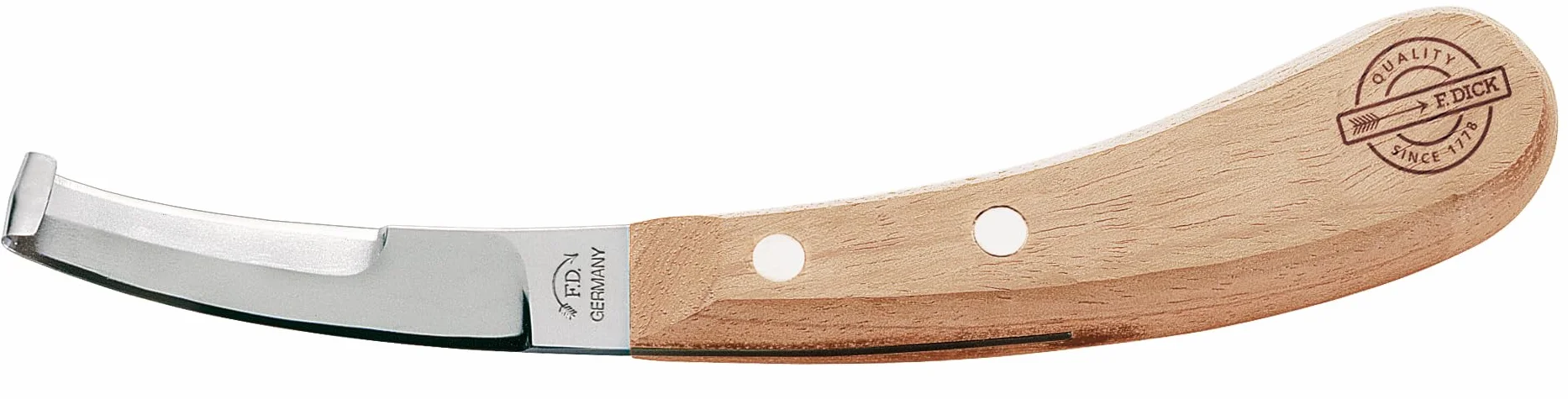 F.DICK ekonomiczny nóż do kopyt (obustronnie długi, szeroki; uchwyt z drewna bukowego; stal węglowa; ostrze: 78 mm) 62479000
