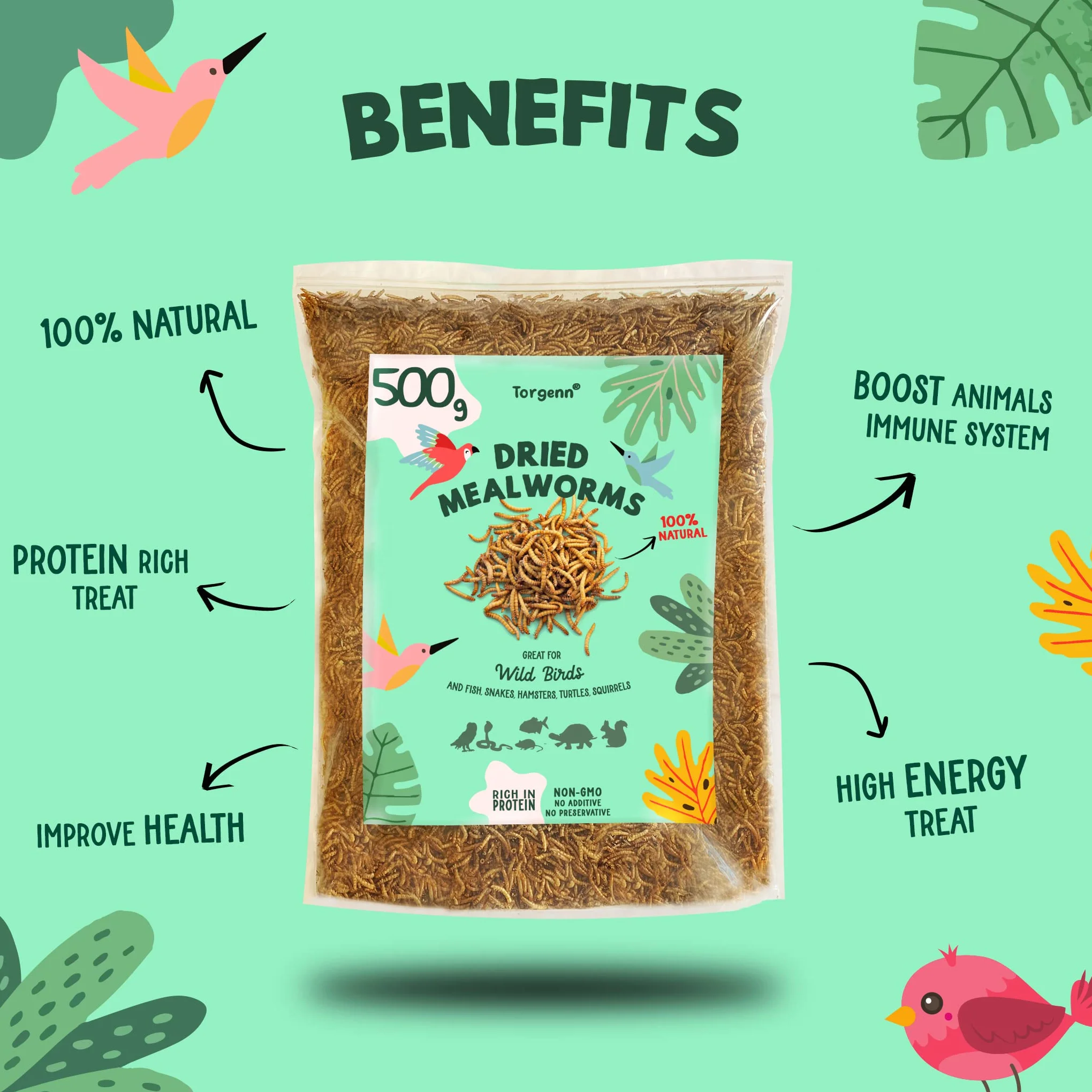 Suszone mączniki 500 g karma dla dzikich ptaków naturalna bez GMO