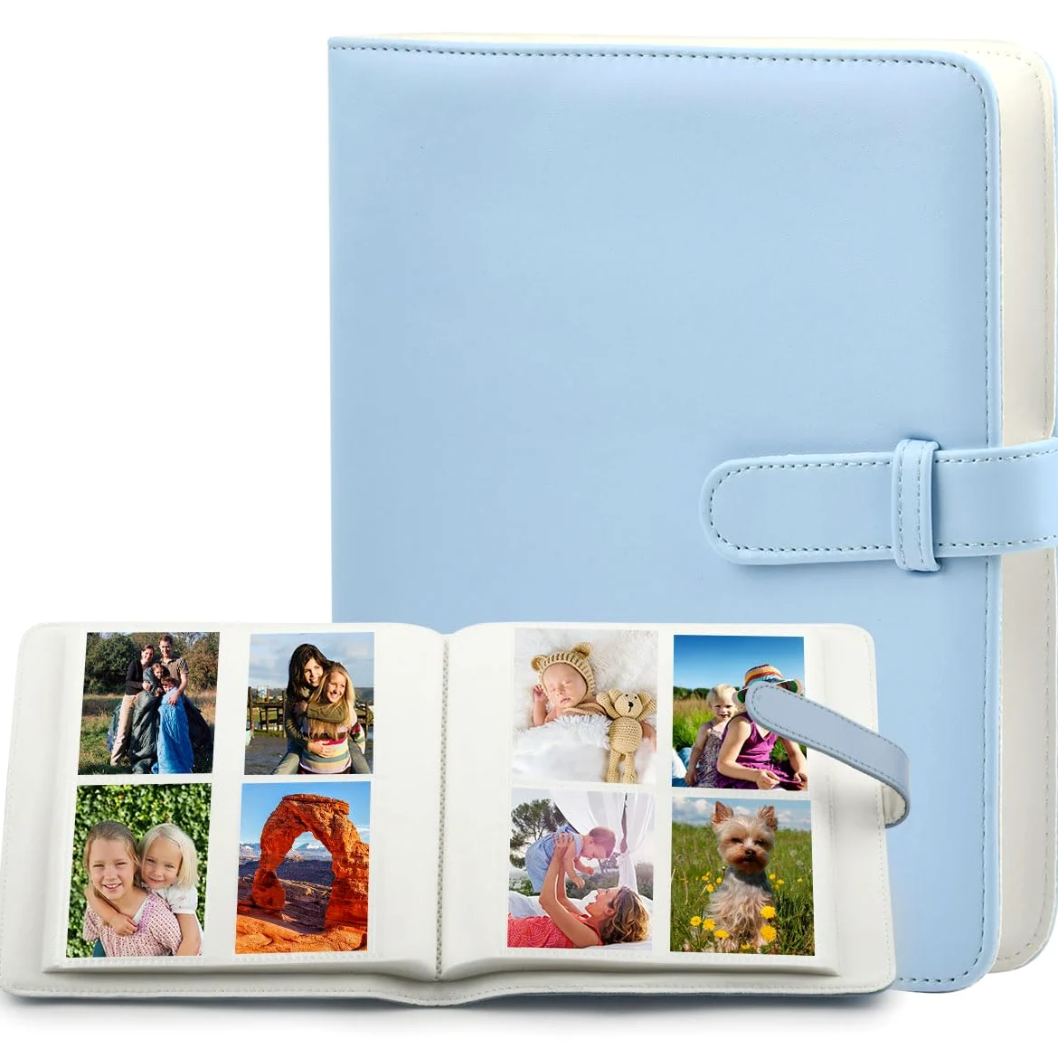 Mini album na zdjęcia Instax Mini i Polaroid cynk, 256 przegródek, uniwersalny do Mini 11/12/9/8+, SnapTouch, idealny jako album ślubny lub rodzinny (niebieski)