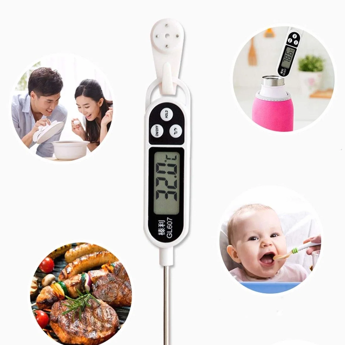 XINGYU Domowy kuchenny termometr do żywności, miernik temperatury wody, temperatura wody, mleko, ciepły olej, ciepły ciecz, pieczenie, elektroniczna sonda temperatury, czarny, różowy, zielony, żółty bardzo