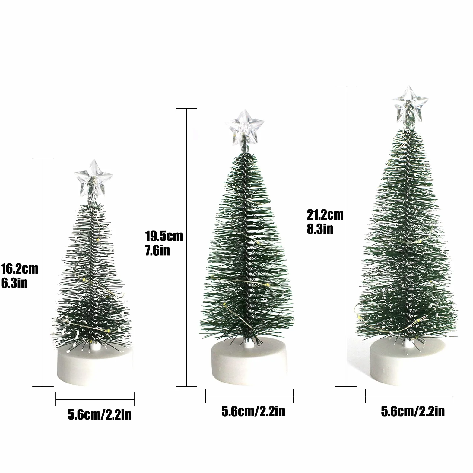 3 sztuki mini choinka na stół z lampkami, sztuczna mini choinka świąteczna z oświetleniem LED, dekoracja świąteczna na przyjęcie, miniaturowe ozdoby stołowe, dekoracja do domu i biura, mini choinka na