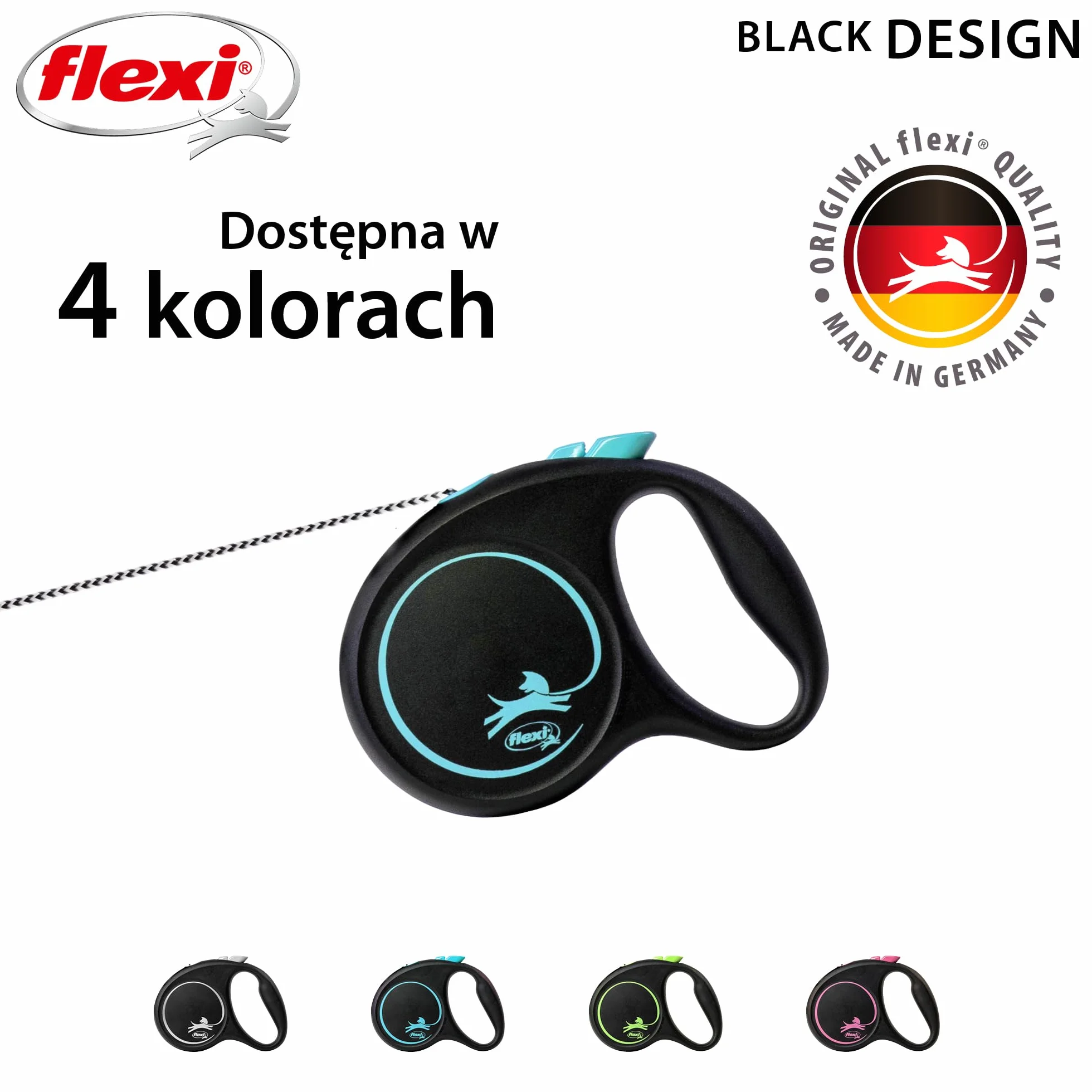 flexi smycz automatyczna Black Desing linka XS 3m niebieska