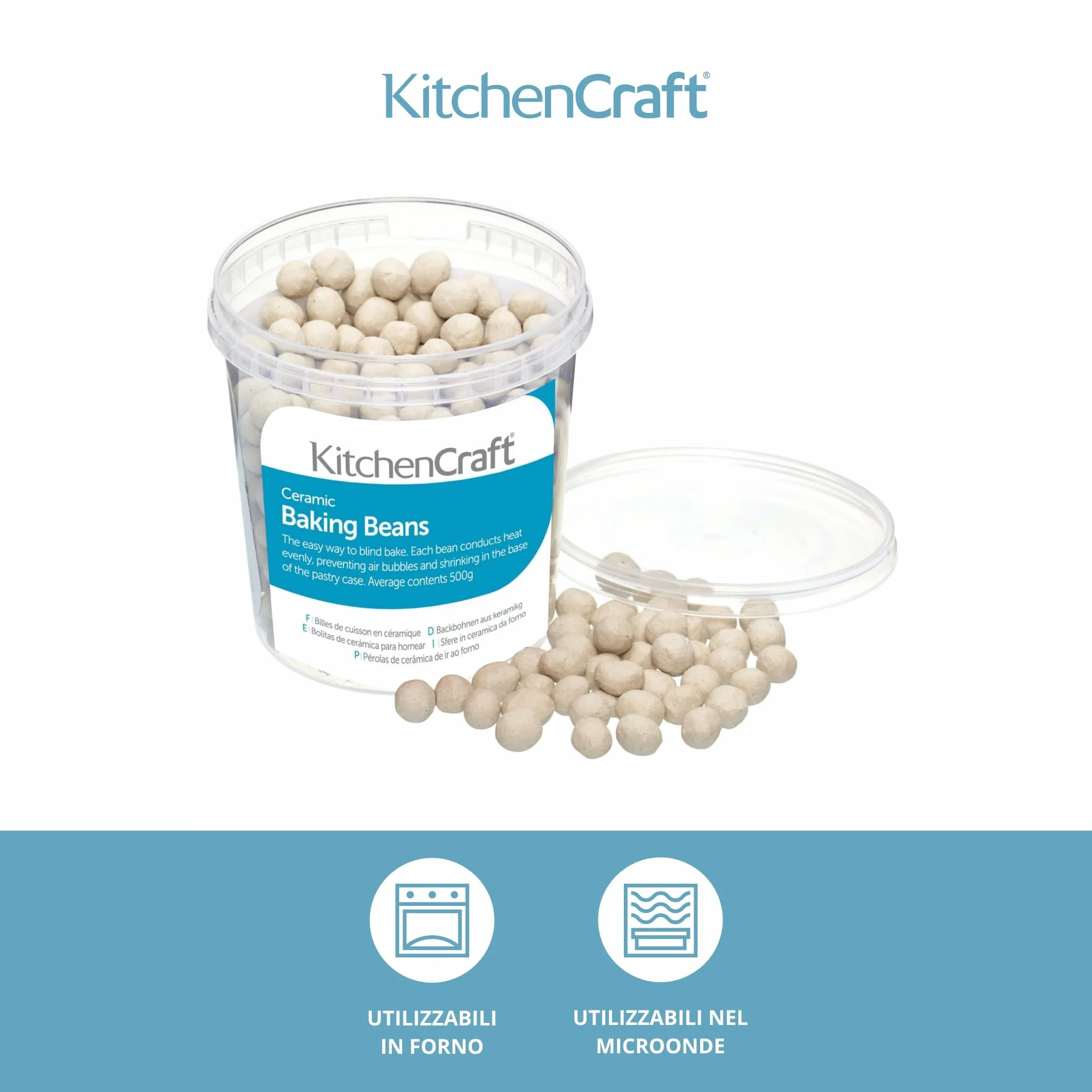 KitchenCraft Ceramiczne Kulki do Pieczenia, Wielokrotnego Użytku, 500 g - Kolor Beżowy