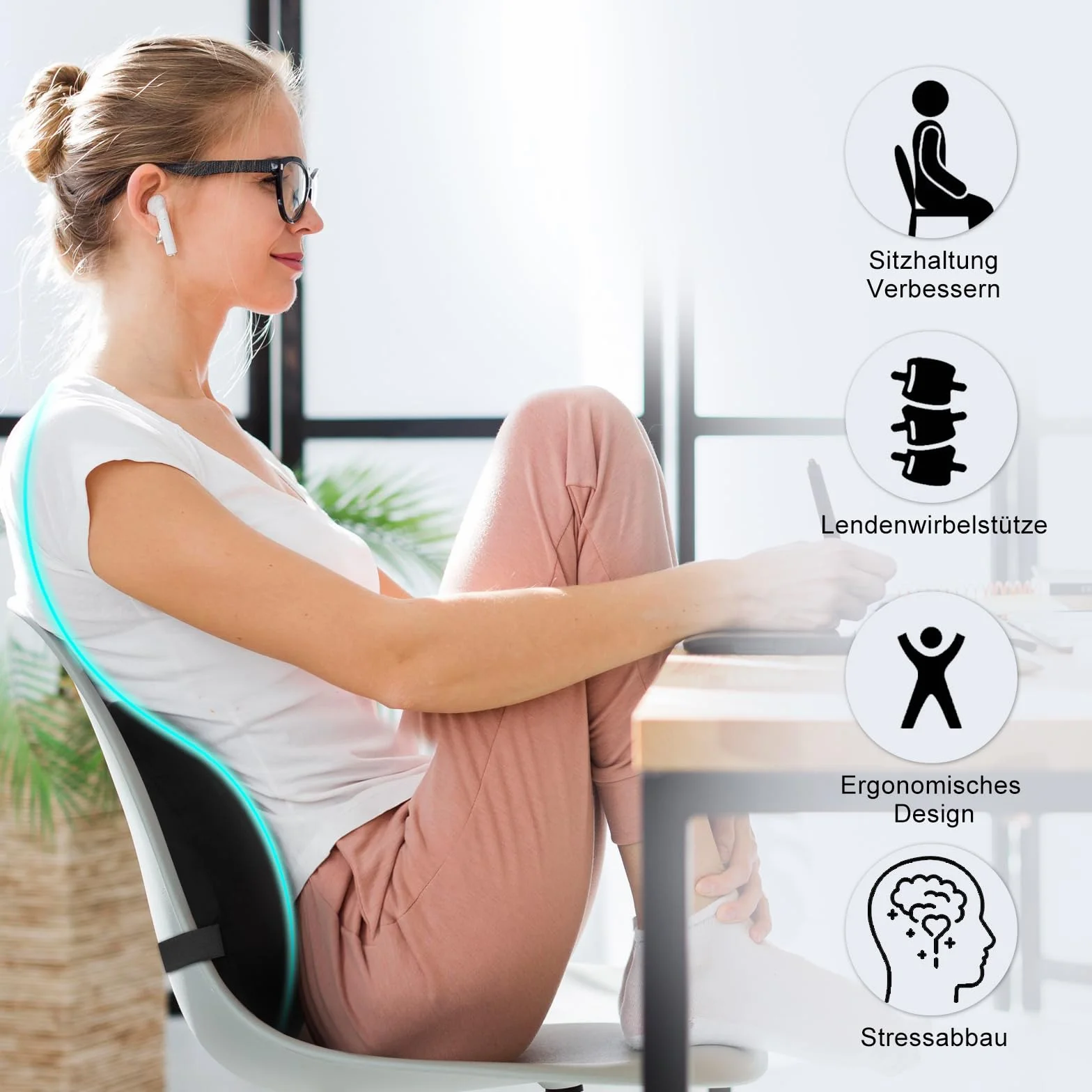 Poduszka lędźwiowa do samochodu, poduszka lędźwiowa krzesło biurowe z pianki pamięci, ergonomiczna poduszka na plecy, podparcie lędźwiowe do samochodu, biura, czarna