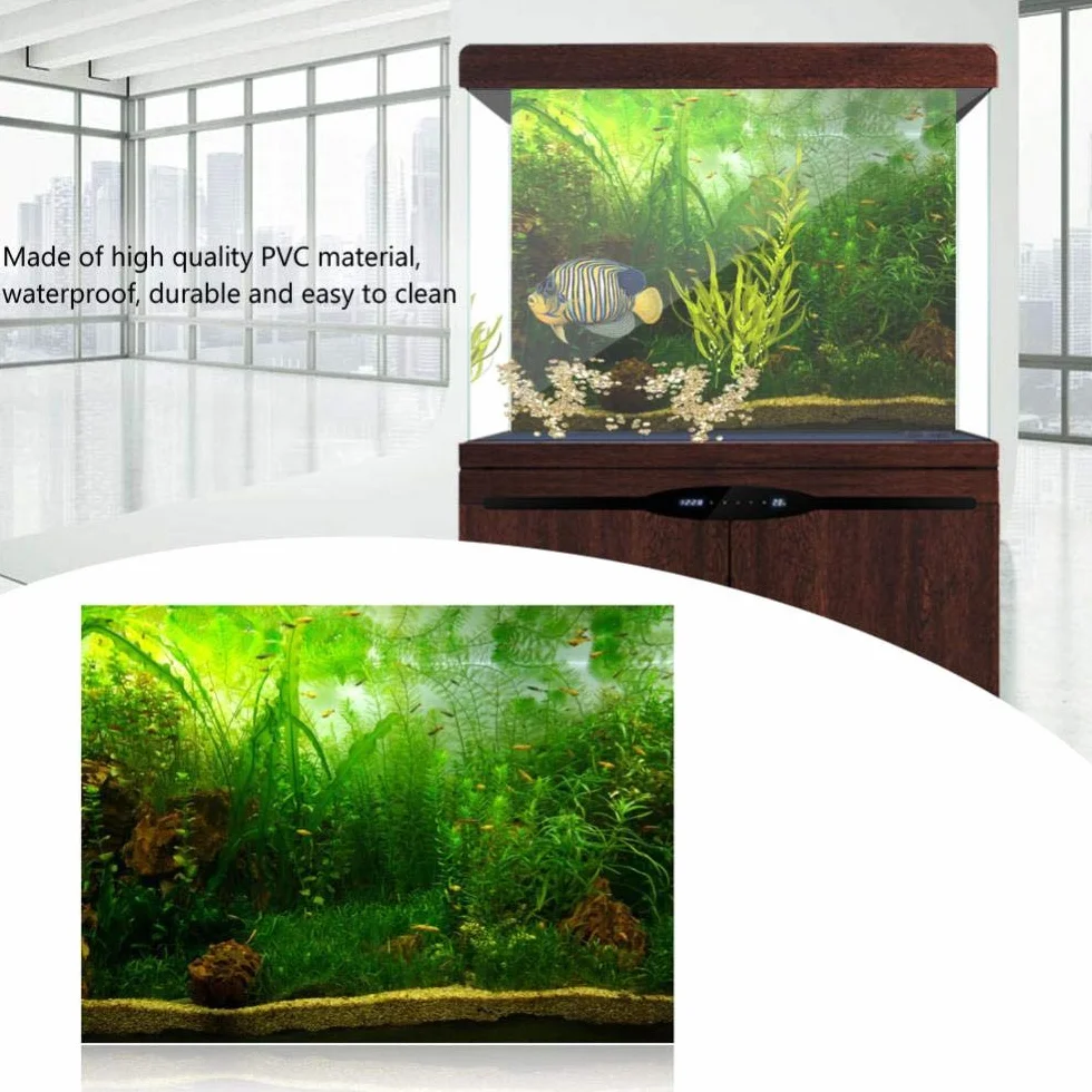 Naklejka ścienna akwarium tło trawa wodna PVC klej 76x30cm