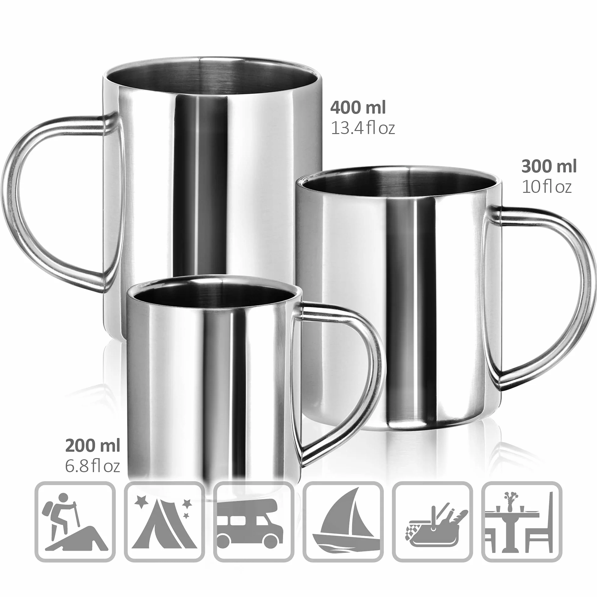 com-four® 2 kubki termiczne ze stali nierdzewnej 300 ml – podwójne scianki, izolowane kubki do kawy – odporne, bez BPA – idealne na kemping, podróze i co dzien (300ml)