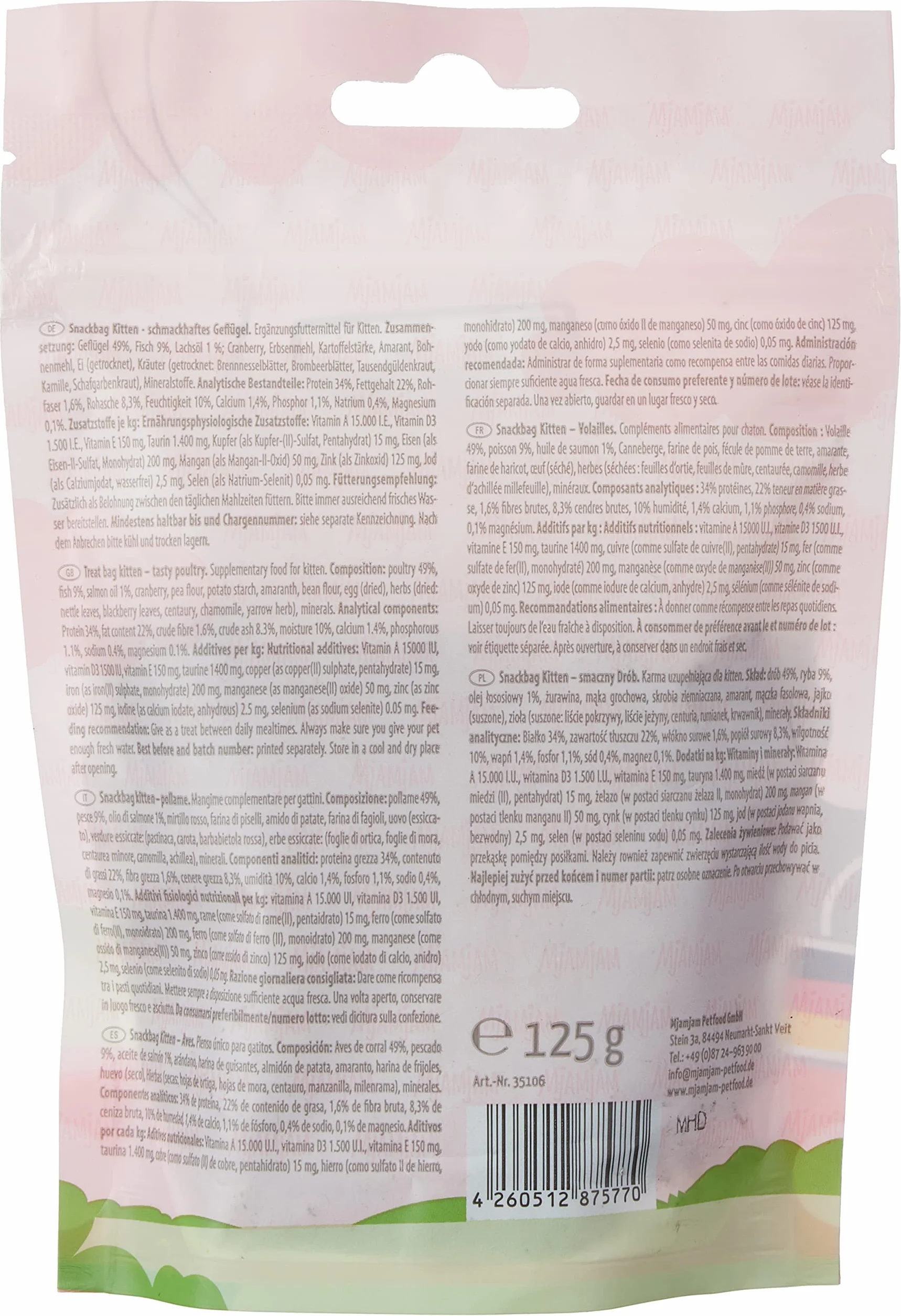 MjAMjAM przekąska dla kota Snackbag Kitten drób 125g