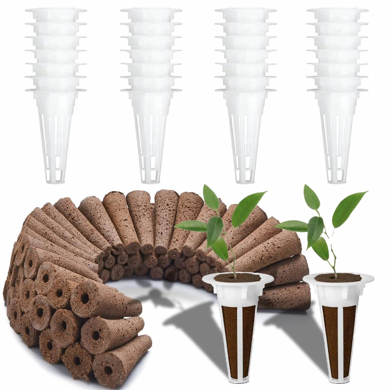 Zestaw 50 hydroponicznych systemów do uprawy, 25 gąbek do wzrostu, 25 sztuk koszy hydroponicznych, do systemów uprawy hydroponicznej, do hydroponiki, ogrodu