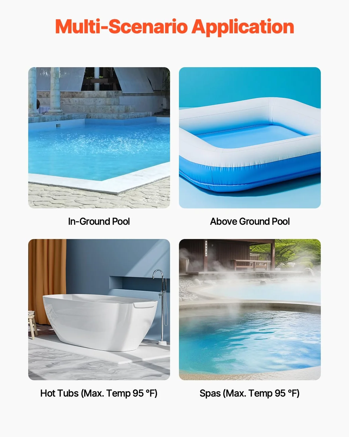 VEVOR Bezprzewodowy odkurzacz basenowy (32 l/min) do jacuzzi z drążkiem przedłużającym, do wielokrotnego ładowania, działa do 1 godziny, do basenów naziemnych/wpuszczonych