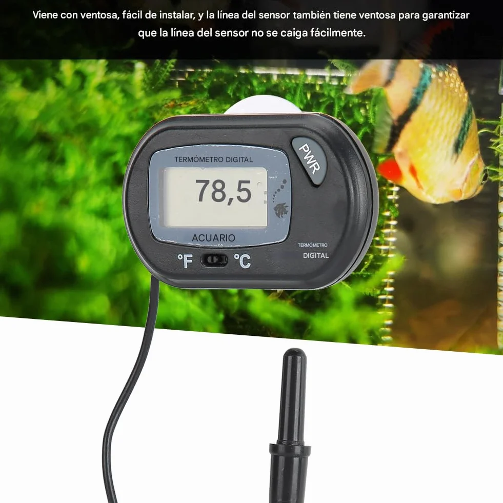 Termometr elektroniczny, YOUTHINK LCD cyfrowy termometr akwariowy sonda elektroniczna ryba zbiornik wody terrarium temperatura z przyssawką termometr akwarium woda morska