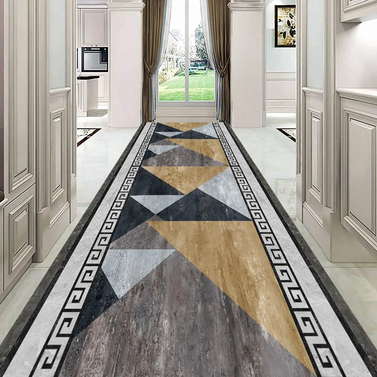 Nowoczesny Chodnik Dywanowy do Korytarza i Przedpokoju - Długi, Wąski Dywanik Szary - Mata Podłogowa do Kuchni, Schodów (Rozmiar: 80×300cm)