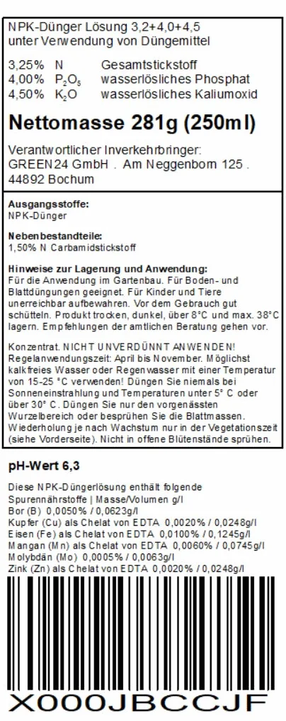 GREEN24 Nawóz do róż pustynnych 250 ml, specjalny nawóz do Adenium obesum, wspomaga gęsty kaudex, bogaty blask kwiatów i zwarty wzrost, idealny do wszystkich drzew butelkowych i roślin kaudexowych