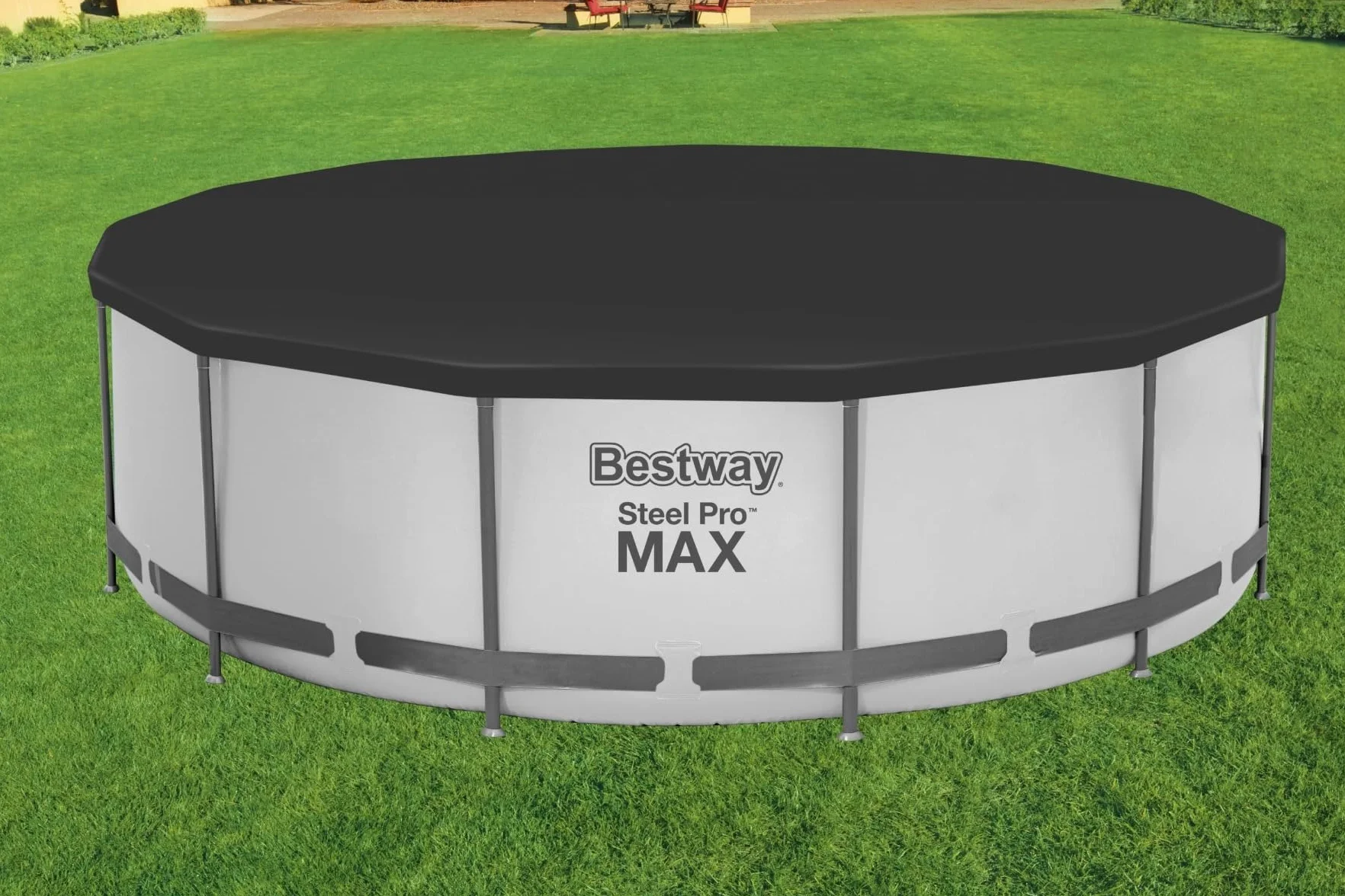 Bestway 58037 Plandeka okryciowa do basenu ze stelażem, niebieska, średnica 366 cm