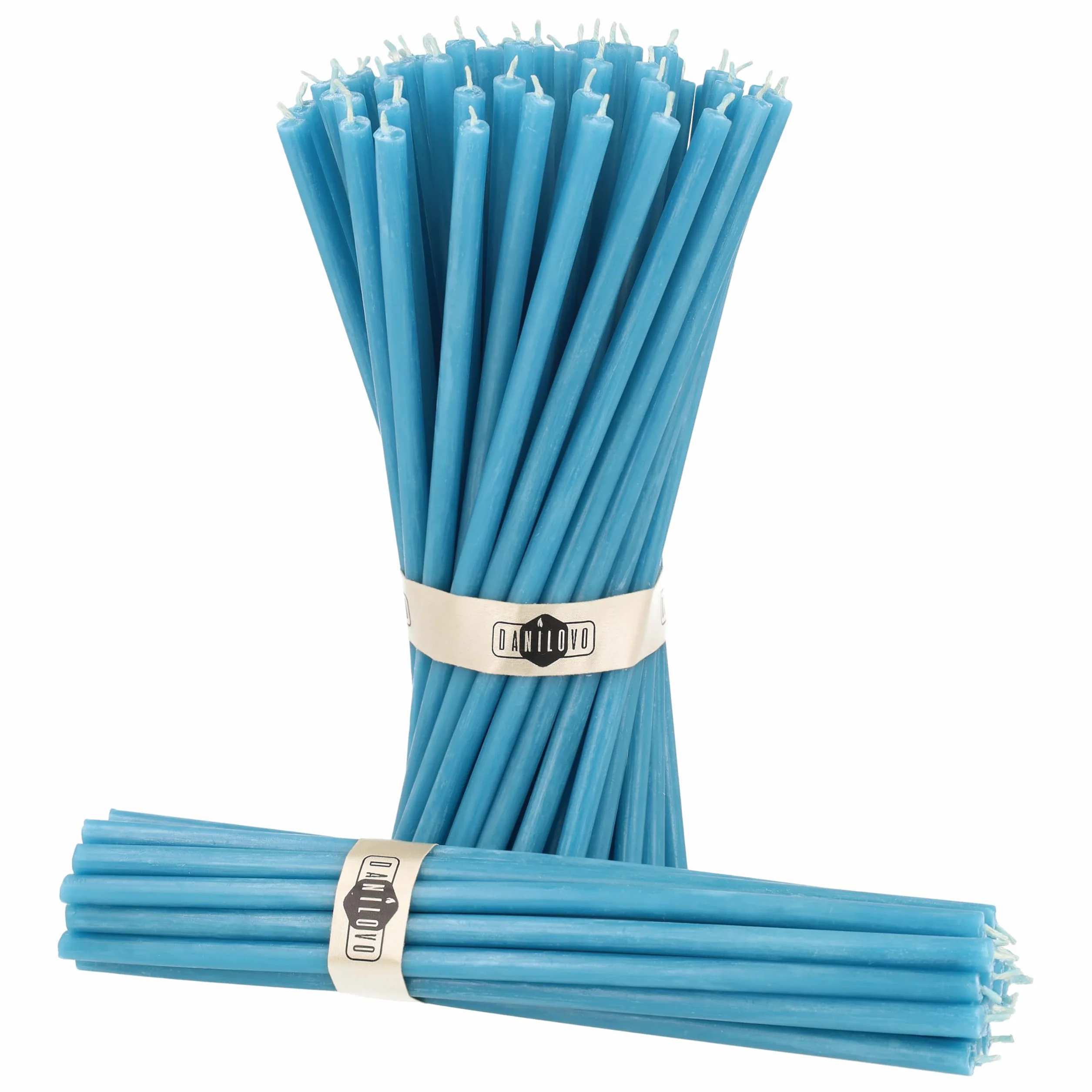 Danilovo Świece z wosku pszczelego, 50 sztuk, kolor żółty, dekoracyjne świece modlitewne, rytuały, dekoracje lub świece urodzinowe, 18,5 cm x 0,61 cm