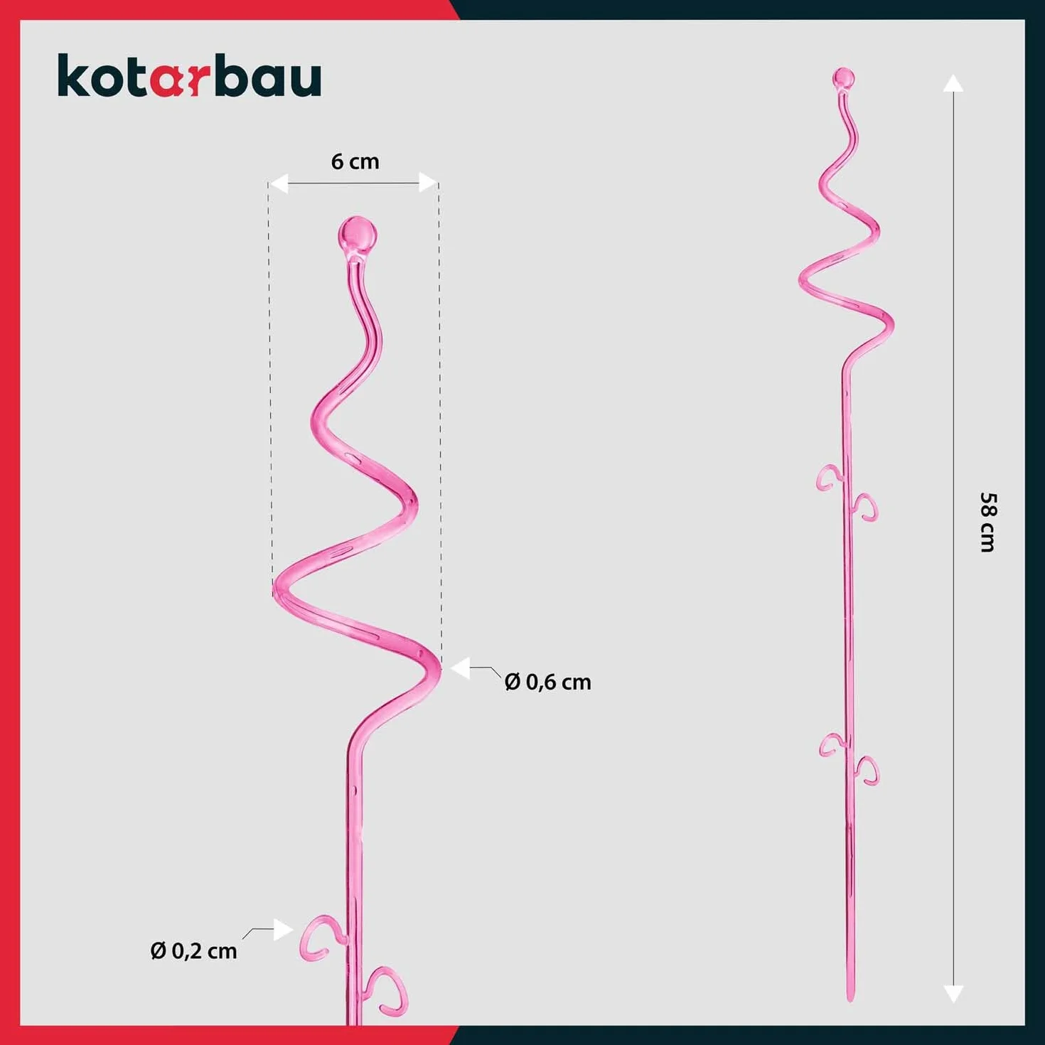 KOTARBAU® Zestaw 4 podpórek do roślin, różowy, PCW, 58 cm, podpórka do roślin pokojowych, do ogrodu, orchidei, podpórka do roślin, dekoracyjny uchwyt na rośliny, rośliny pokojowe