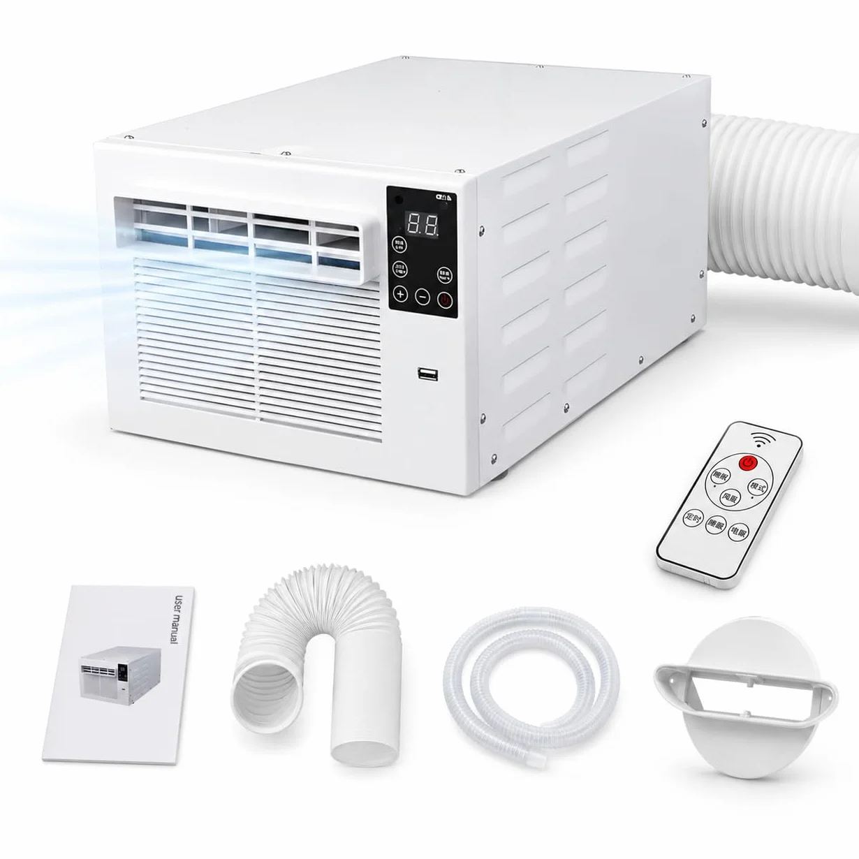 Mobilny klimatyzator 750 W na 4 m² z wężem wylotowym, do sypialni, biura, mieszkania studenckiego | 24-35 dB, timer 1-12 h, pilot zdalnego sterowania, chłodzenie i wietrzenie