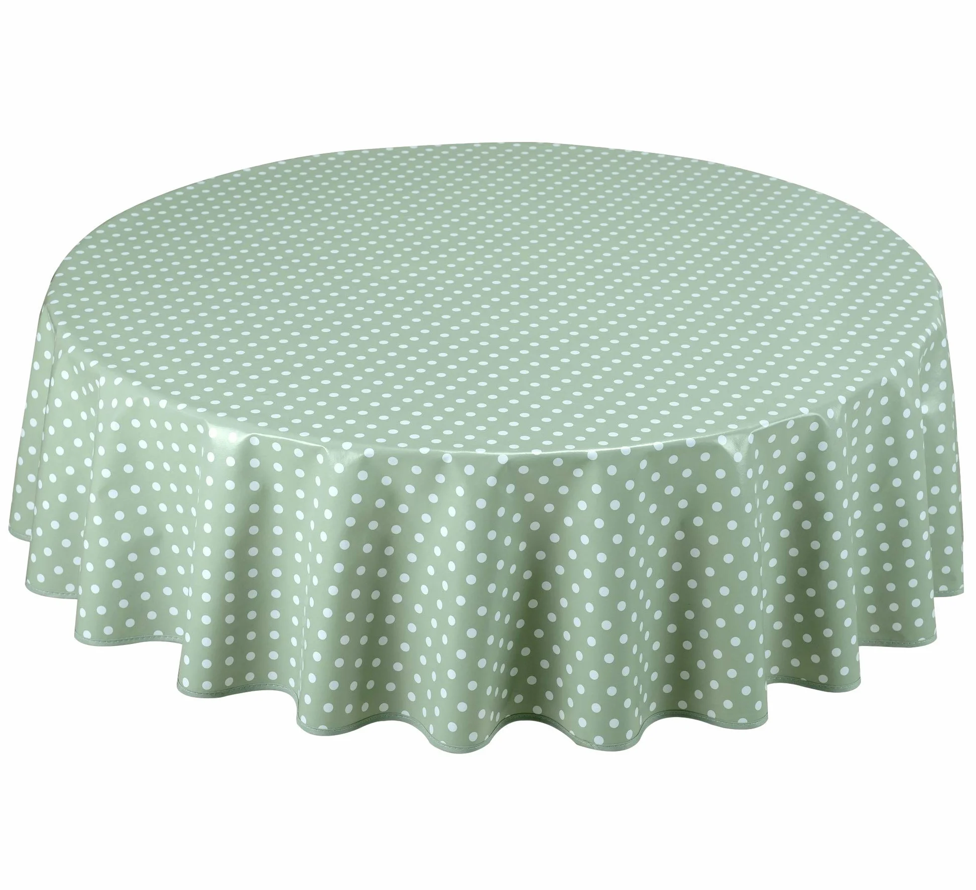 Home Direct Obrus ceratowy PVC okrągły 140 cm Mały groszek szałwiowy zielony