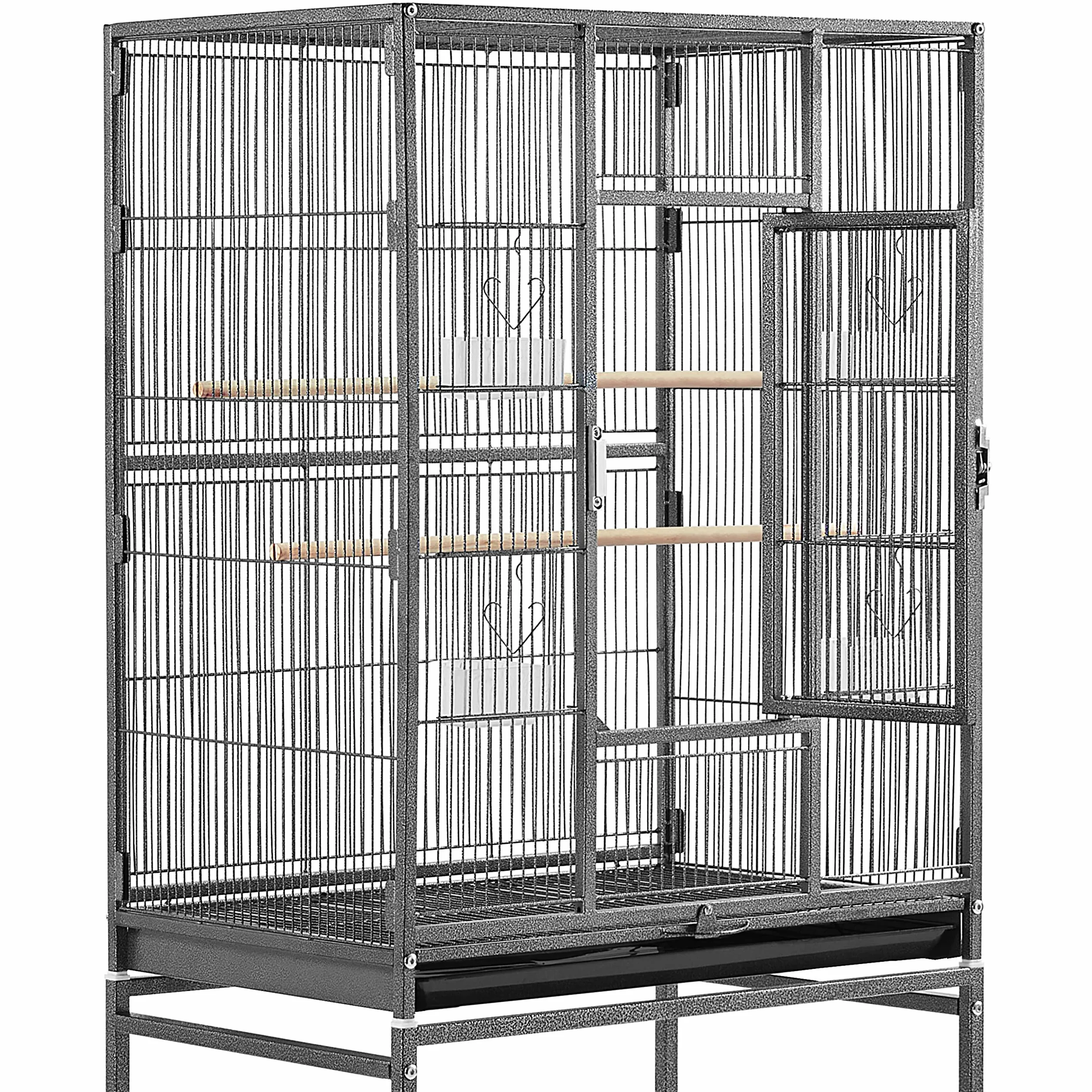 Yaheetech Wolierka dla ptaków klatka z drzwiczkami domek dla ptaków z rolkami 61 x 43 x 135 cm